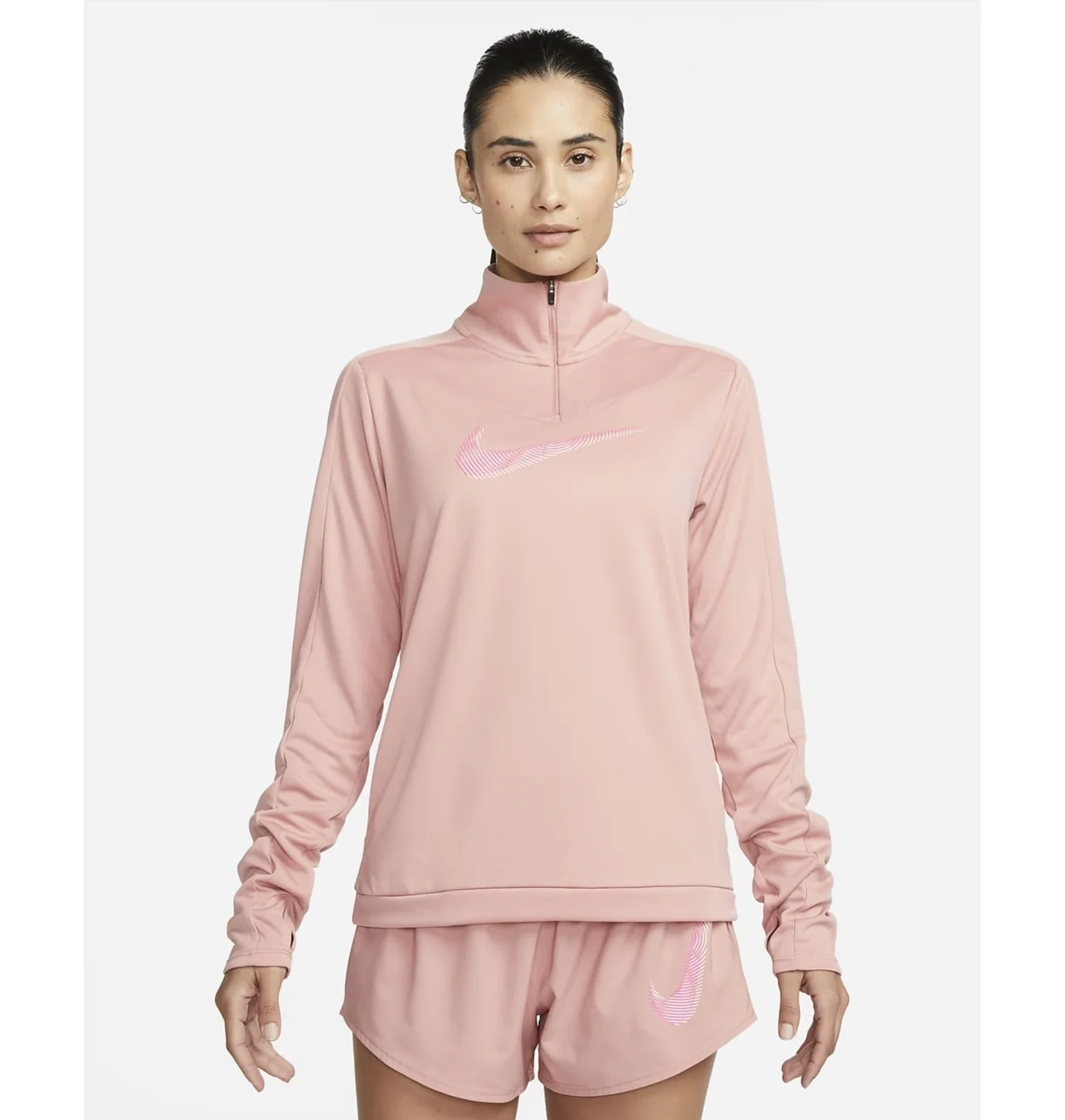 Кофта жіноча Nike 1/4 Dri-Fit Swoosh Peach FB4687-618