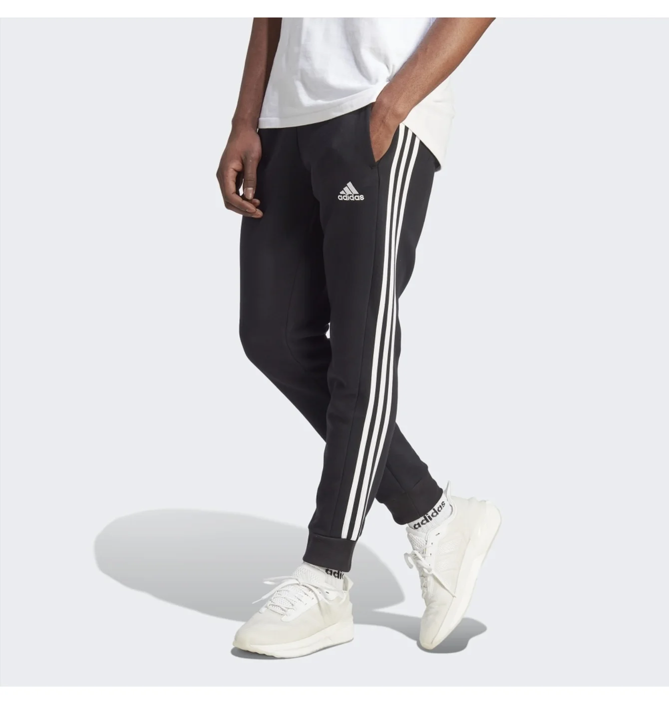 Штани чоловічі Adidas Essentials Fleece 3-Stripes Tapered Cuff Black IB4030