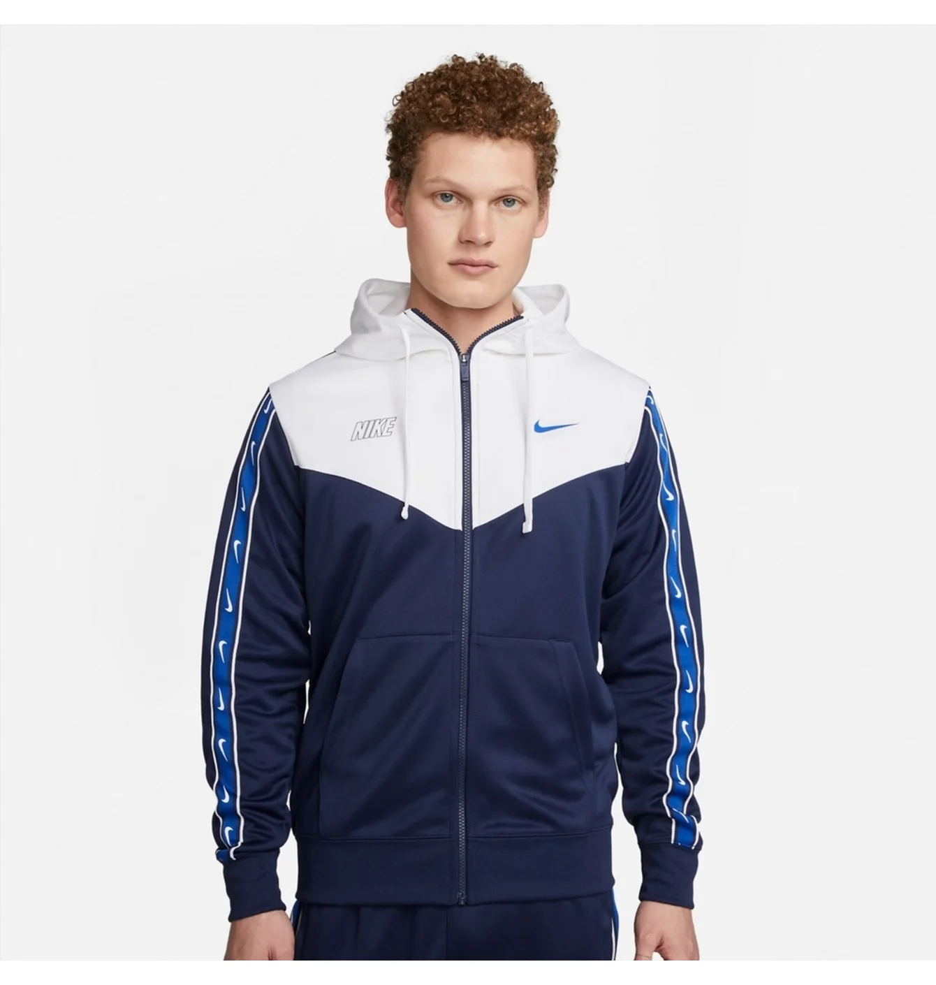 Толстовка чоловіча Nike Sportswear Repeat MenS Full-Zip Hoodie Blue/White DX2025-411