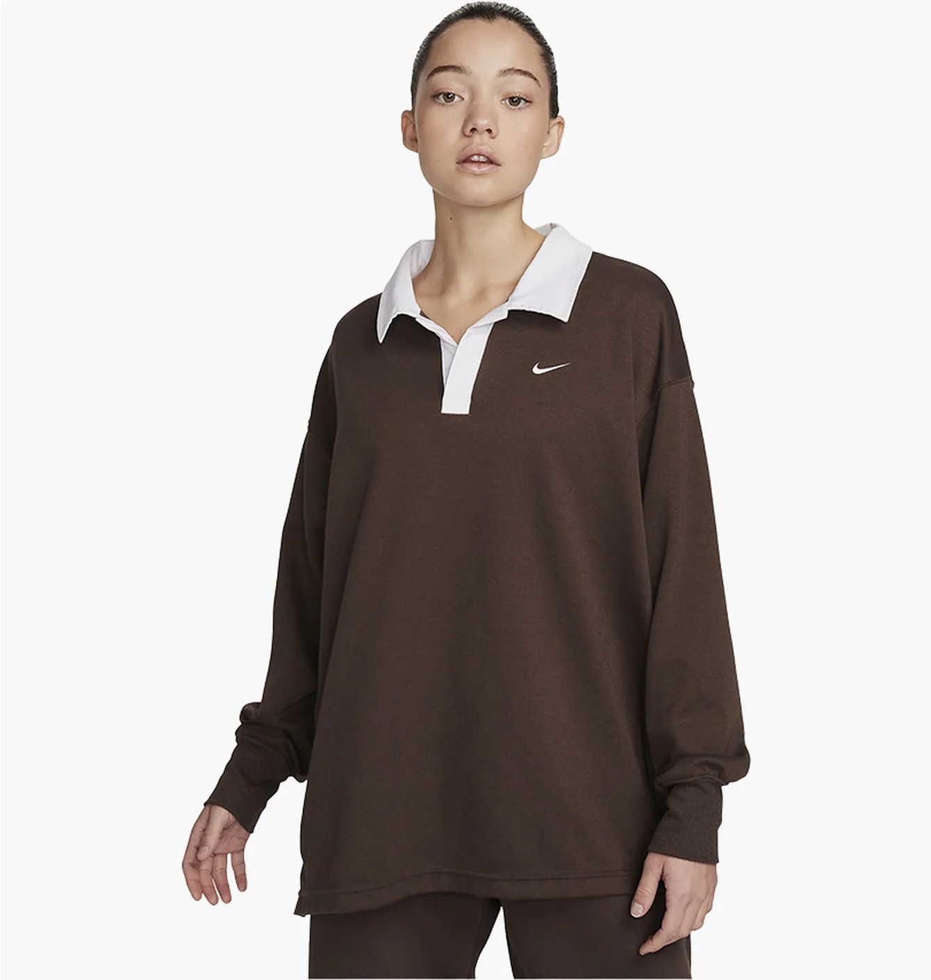 Кофта жіноча Nike Sportswear Essential Wooversized Long-Sleeve Polo Brown FB8720-237