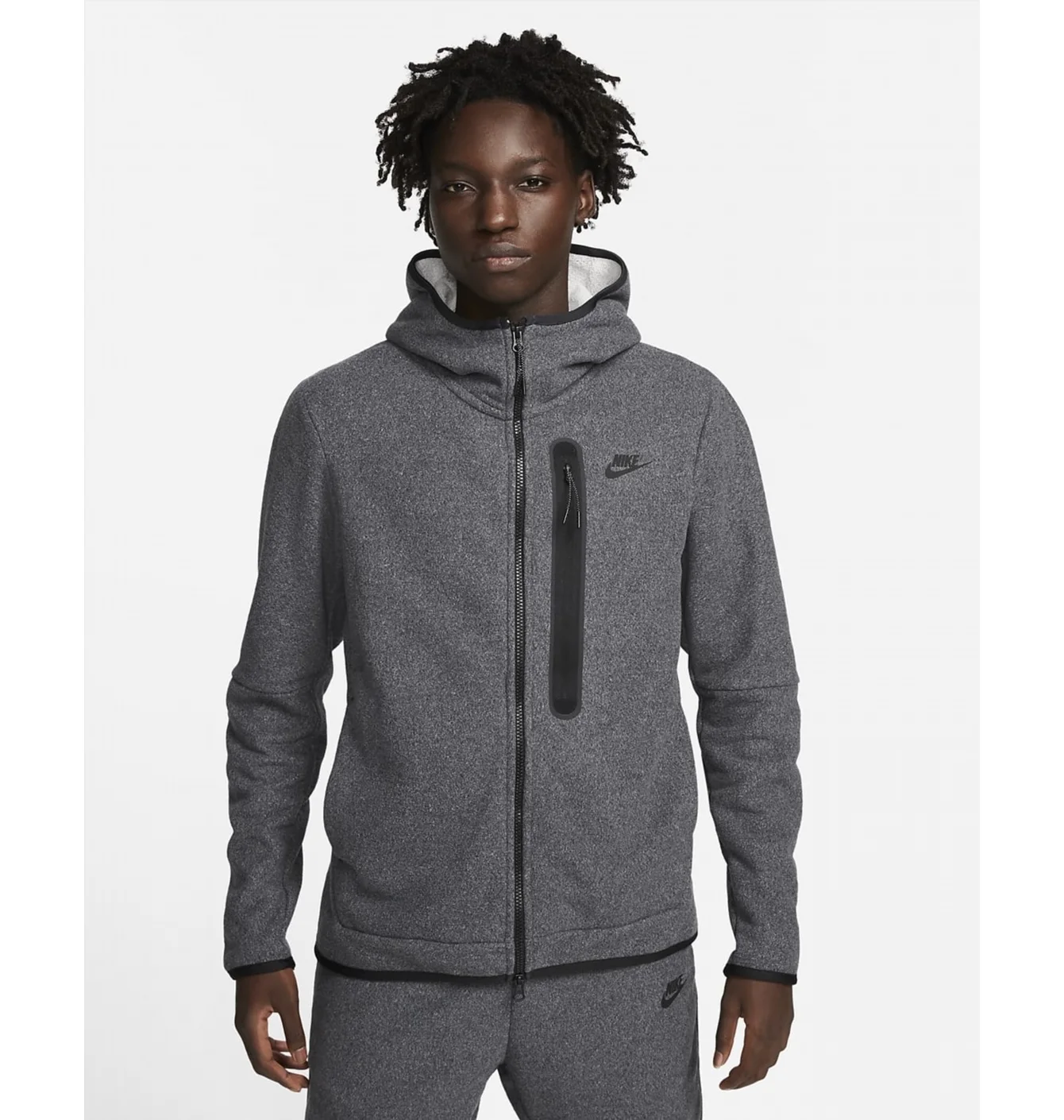 Толстовка чоловіча Nike Nsw Tch Flc Fz Winter Hd Grey Dq4801-010