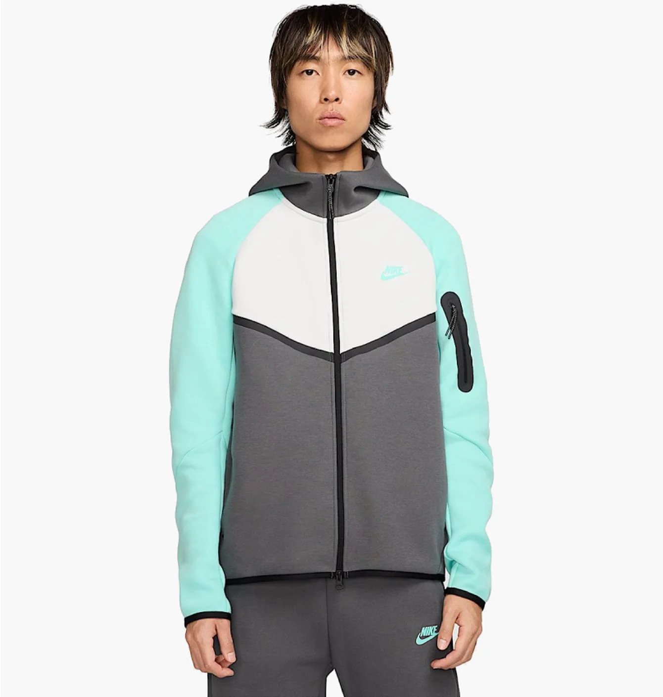 Толстовка чоловіча Nike Tech Fleece Fz Wr Turquoise/White HV6512-068