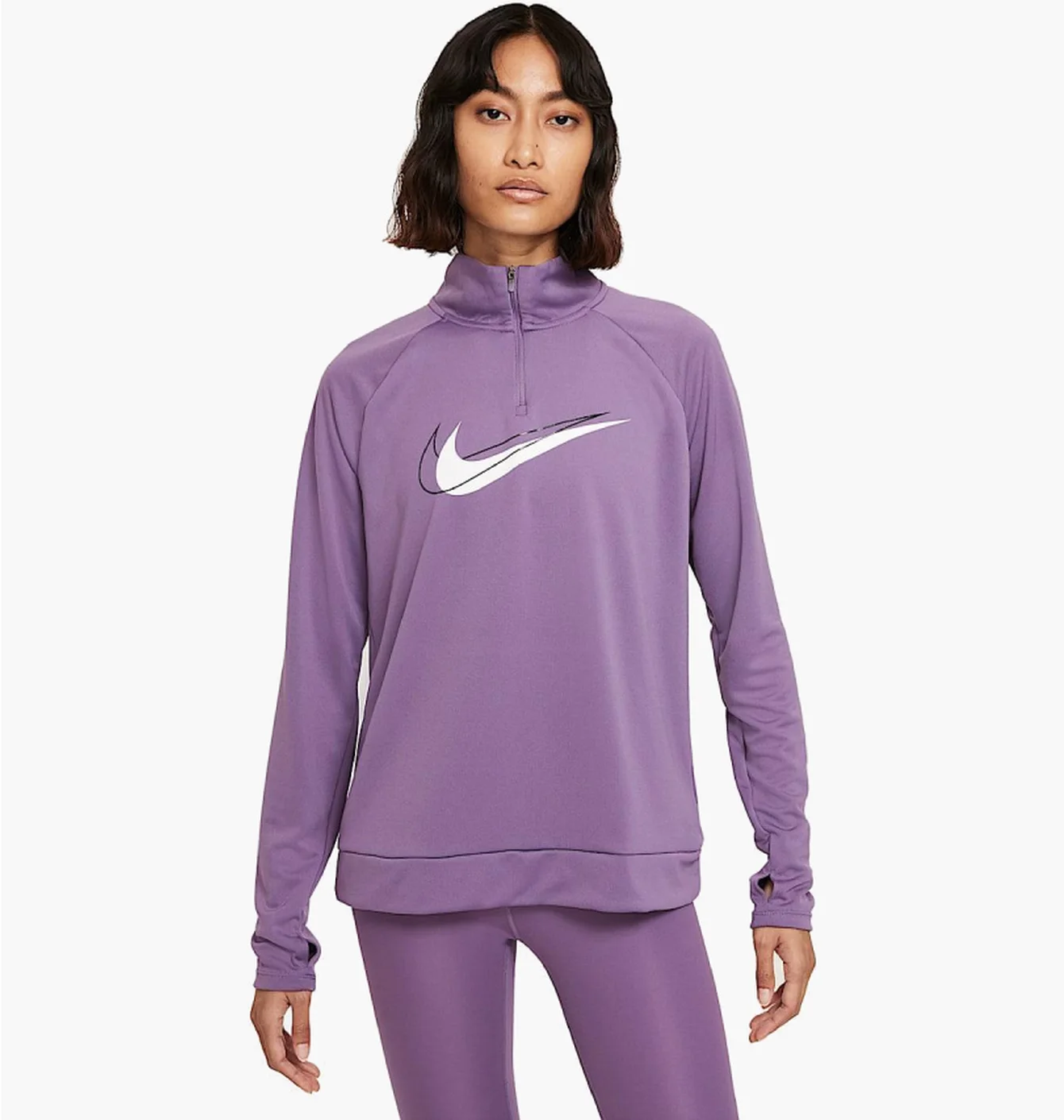 Лонгслів жіночий Nike Dri Fit Swoosh Run Violet DD4902-574