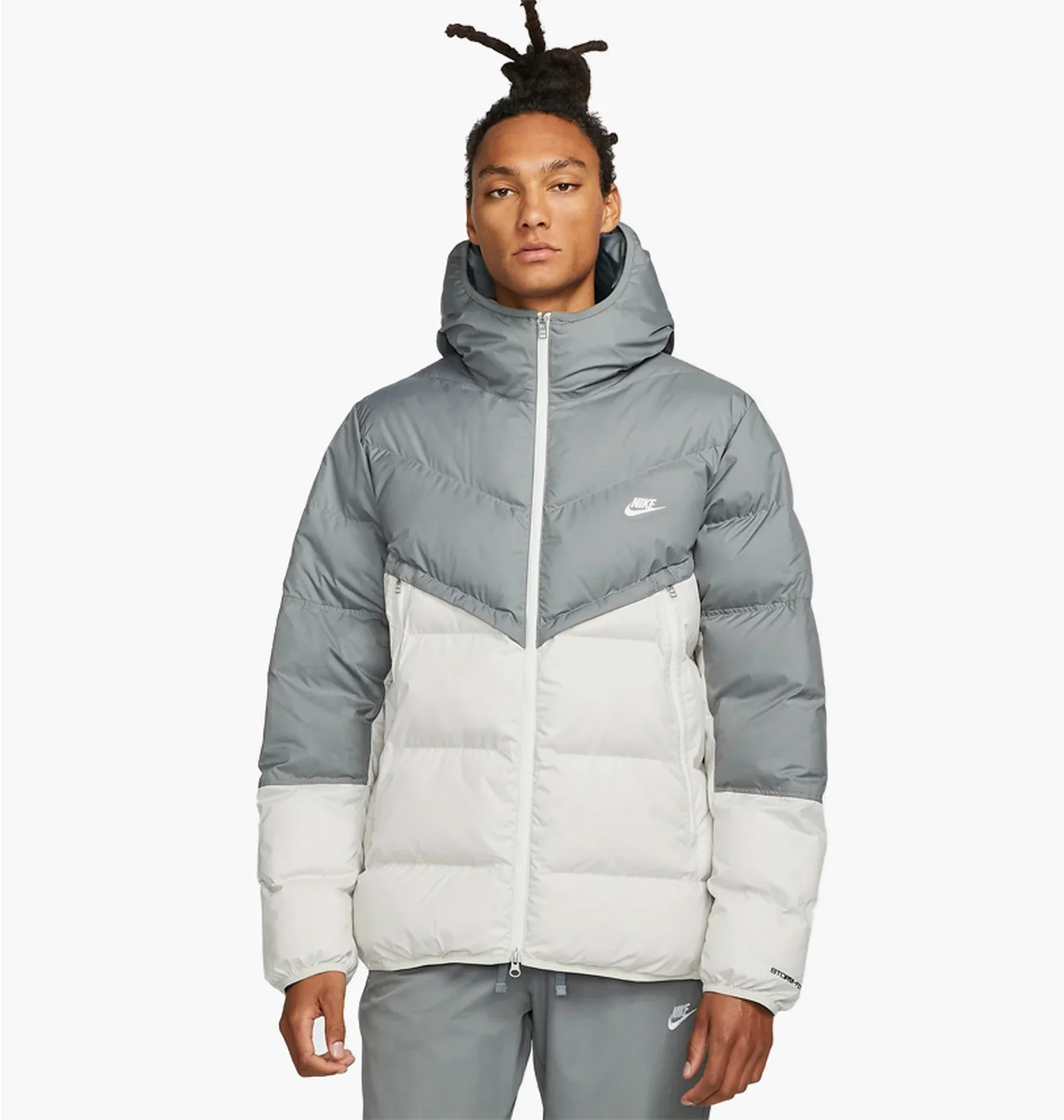 Куртка чоловіча Nike M Nk Sf Wr Pl-Fld Hd Jkt Grey/White Dr9605-084