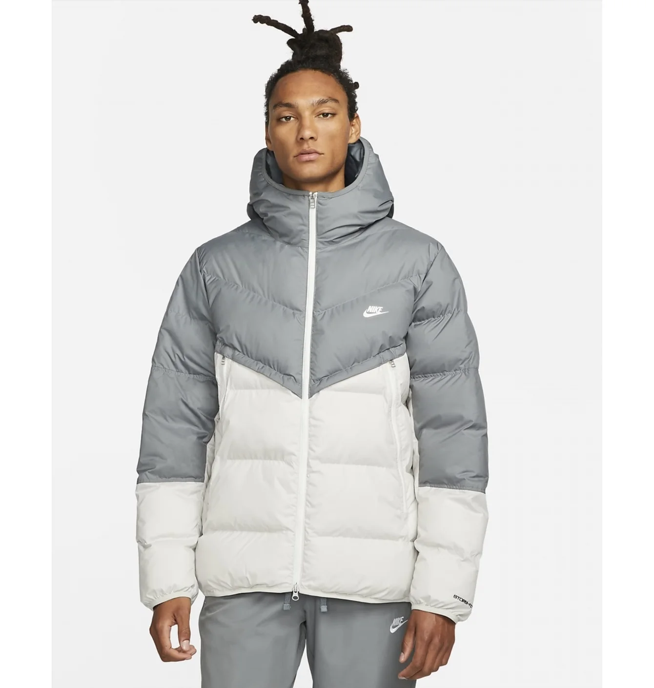 Куртка чоловіча Nike M Nk Sf Wr Pl-Fld Hd Jkt Grey/White Dr9605-084