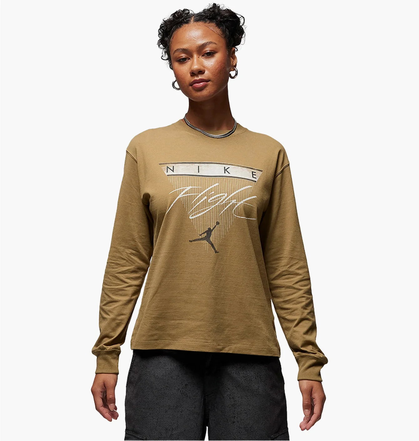 Лонгслів жіночий Air Jordan Long-Sleeve Graphic T-Shirt Olive FD7205-395