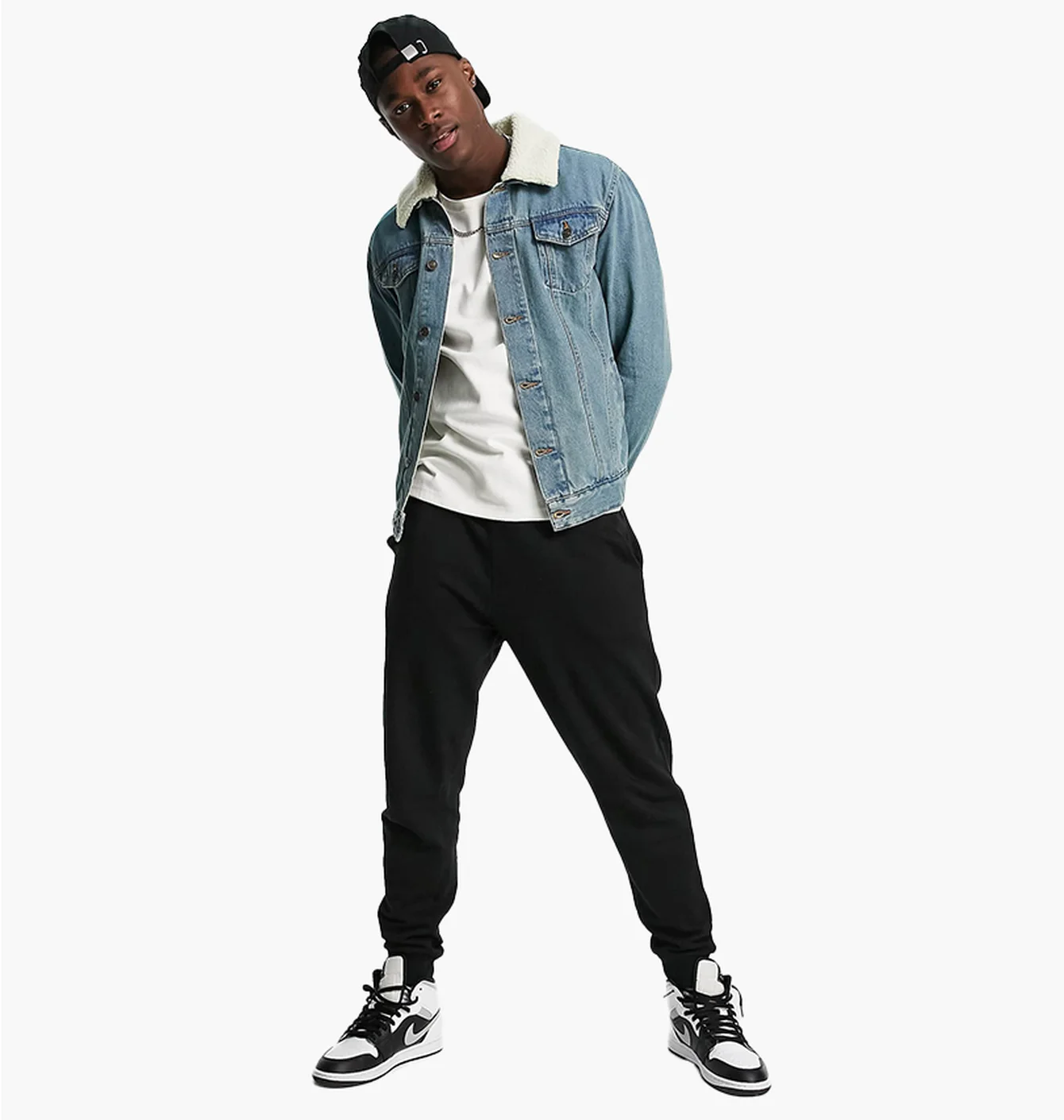 Джинсовка чоловіча Asos Asos Design Denim Jacket With Detachable Borg Collar Blue 109693753