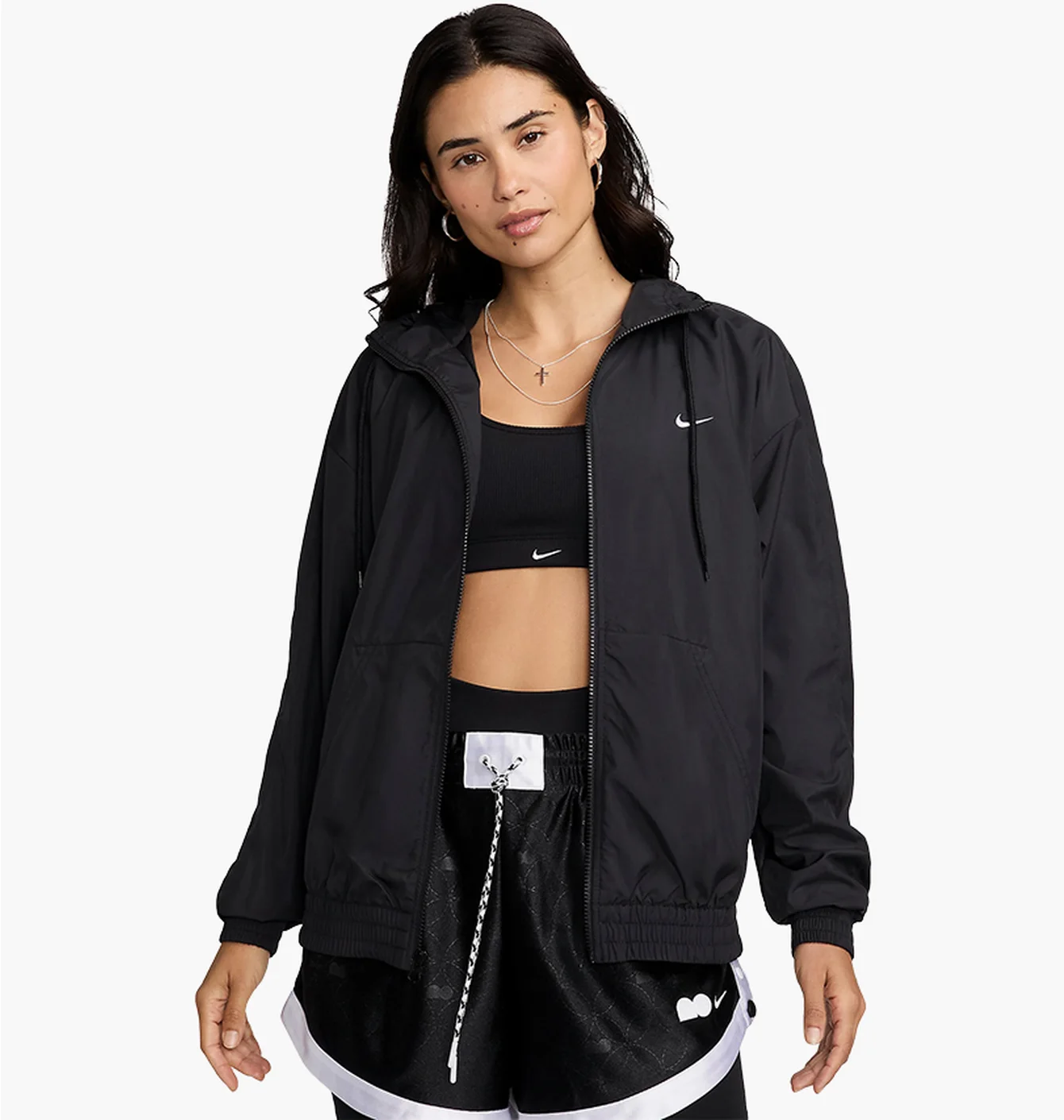 Олімпійка жіноча Nike Sportswear Classic Wovens Loose Uv Hooded Jacket Black FV6298-010