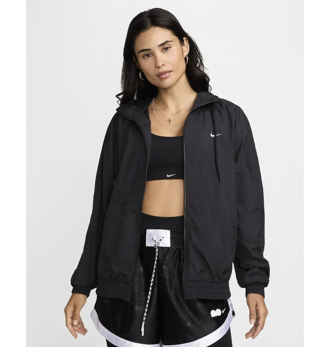 Олімпійка жіноча Nike Sportswear Classic Wovens Loose Uv Hooded Jacket Black FV6298-010