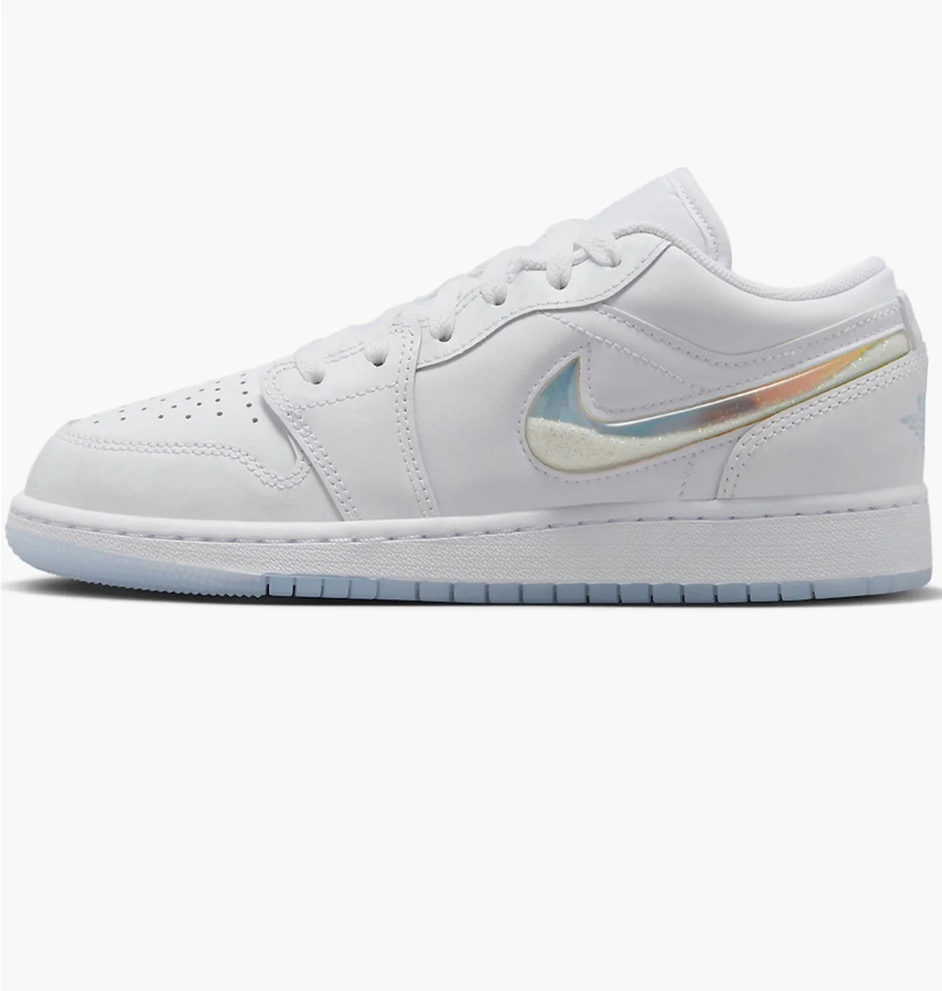 Кросівки дитячі Air Jordan 1 Low White Ice Blue Glitter Swoosh White FQ9112-100