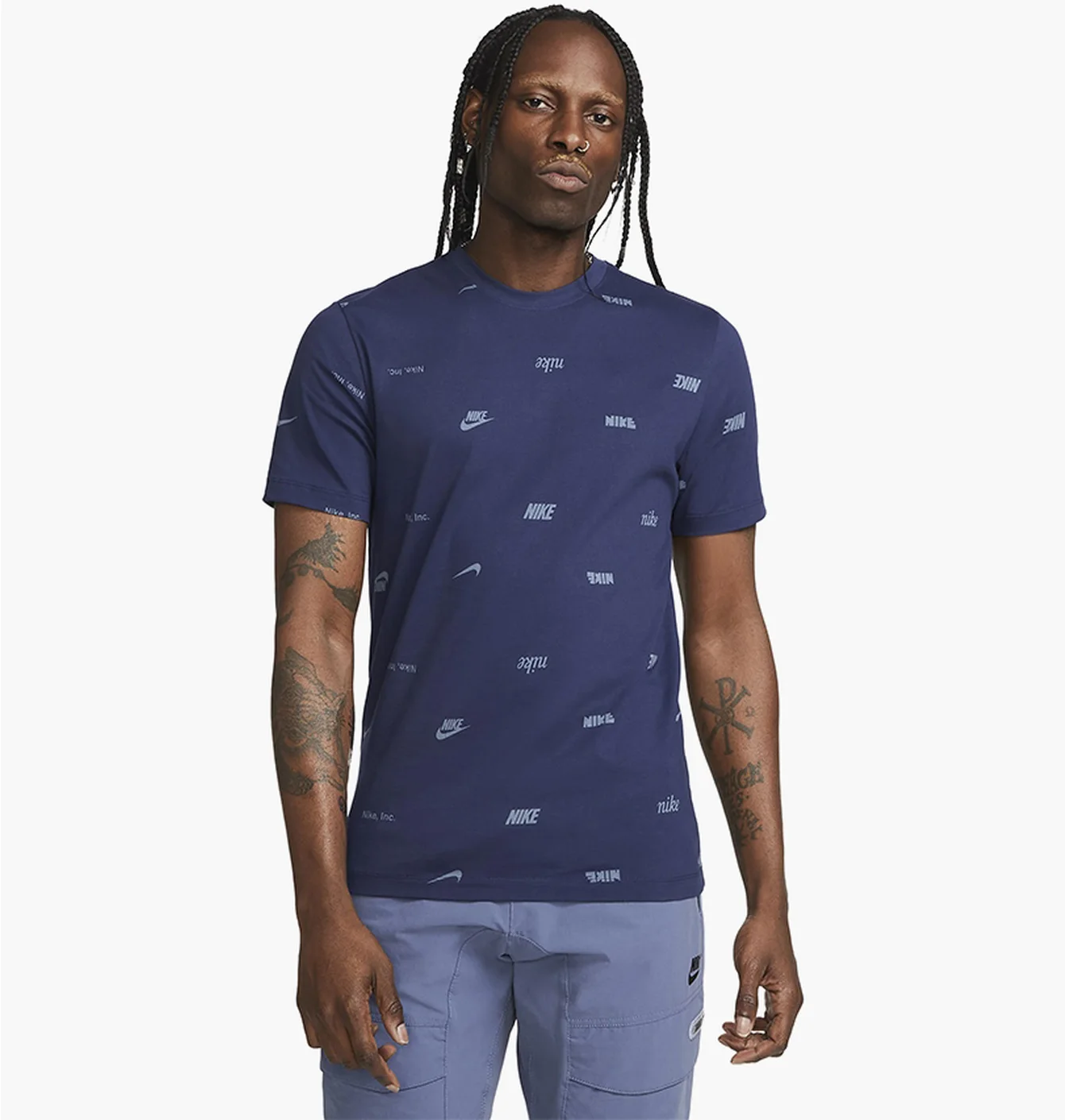 Футболка чоловіча Nike Club Allover Print T-Shirt Blue FD1279-410
