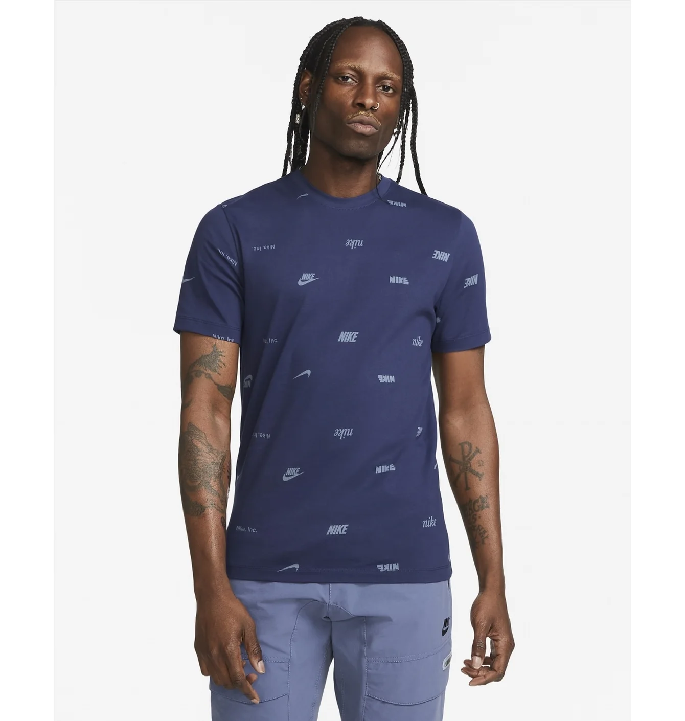 Футболка чоловіча Nike Club Allover Print T-Shirt Blue FD1279-410