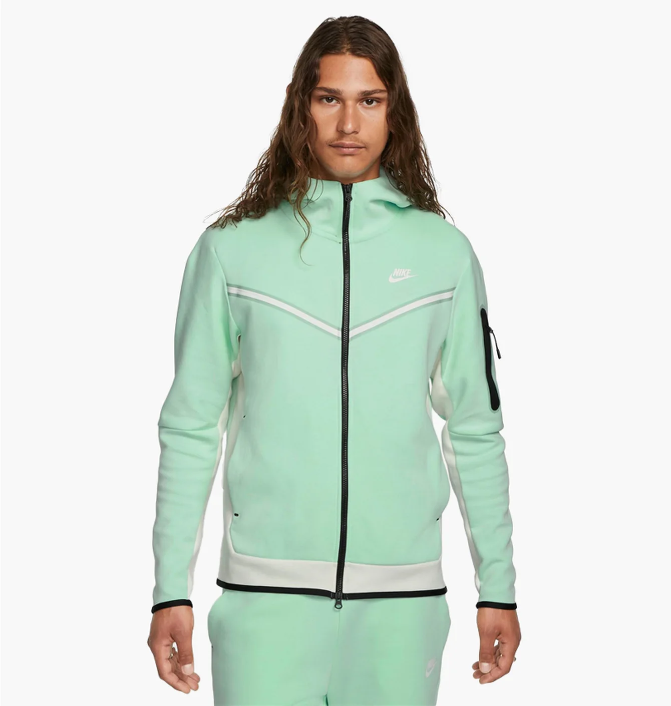 Куртка чоловіча Nike Sportswear Tech Fleece Taped Full-Zip Hoodie Turquoise Cu4489-379