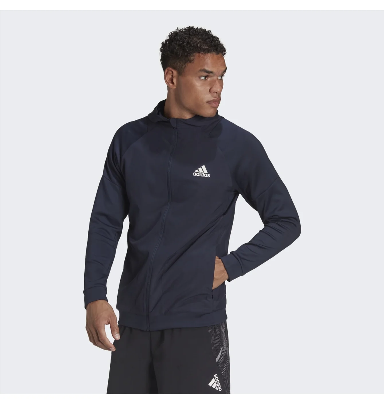 Худі чоловіче Adidas Training Full-Zip Hoodie Blue Hc4252