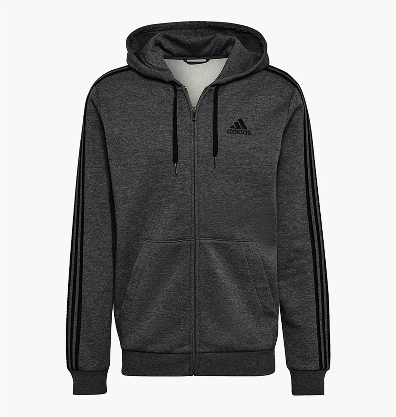 Толстовка чоловіча Adidas Essentials Fleece 3-Stripes Full-Zip Hoodie Grey HB0042