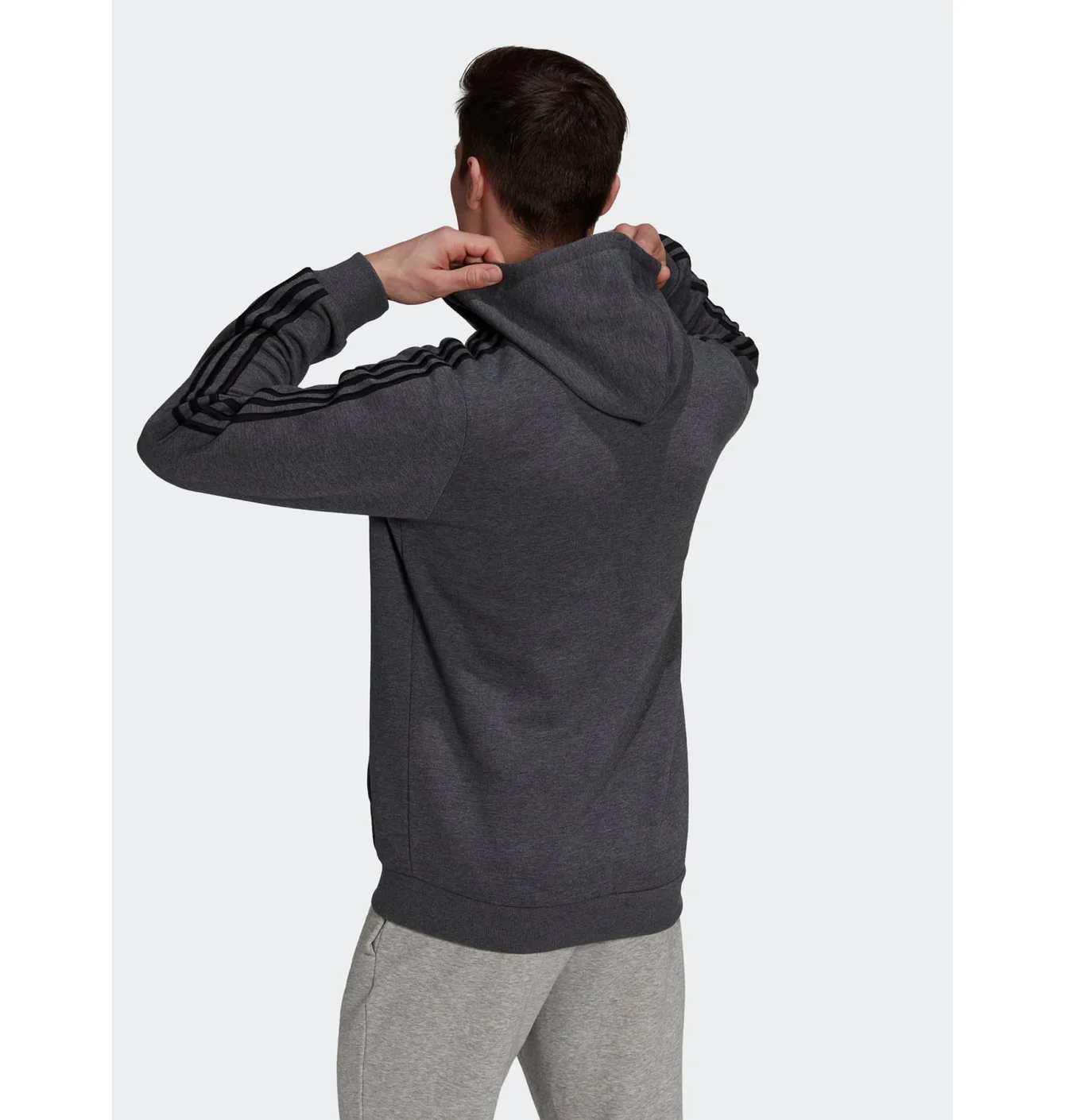 Толстовка чоловіча Adidas Essentials Fleece 3-Stripes Full-Zip Hoodie Grey HB0042