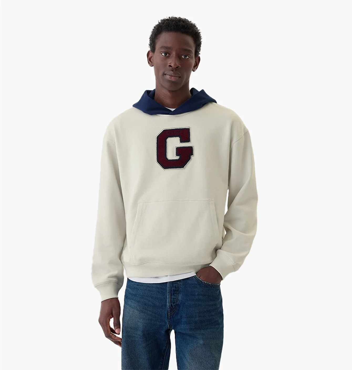 Худі чоловіче GAP Varsity Logo Hoodie White AA1-448