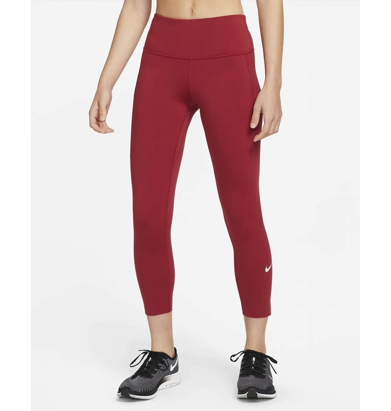 Легінси жіночі Nike Womens Mid-Rise Crop Pocket Running Leggings Red Cn8043-615