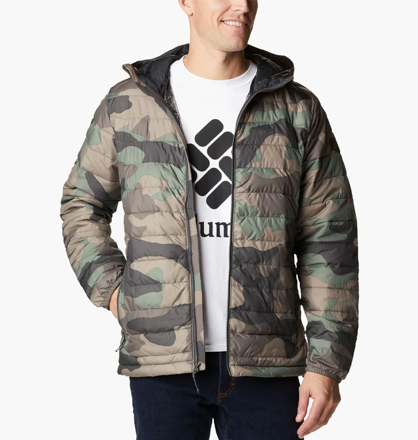 Куртка чоловіча Columbia Powder Lite™ Hooded Insulated Jacket Camo/Green 1693931-317