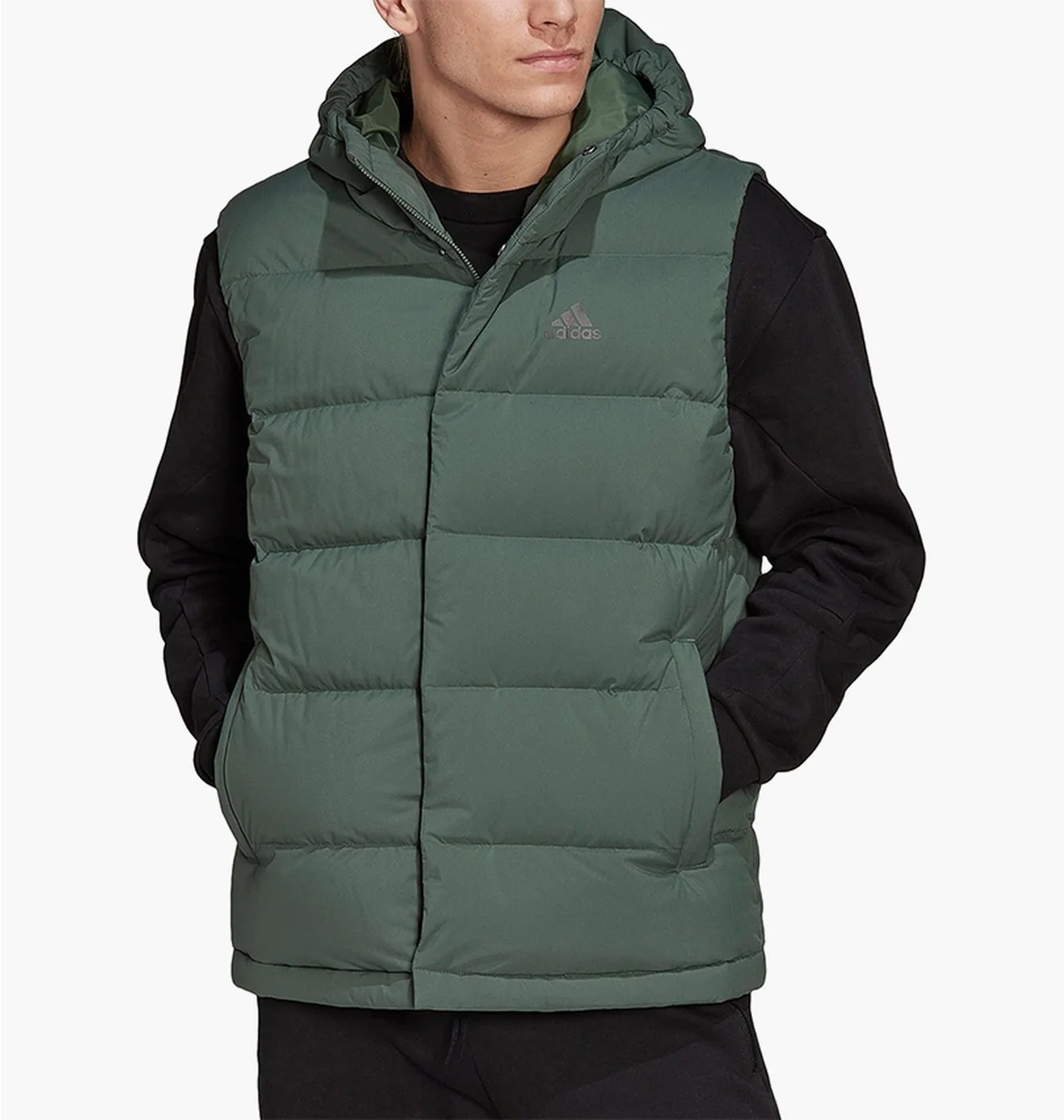 Жилетка чоловіча Adidas Helionic Hooded Down Gilet Green HG6274