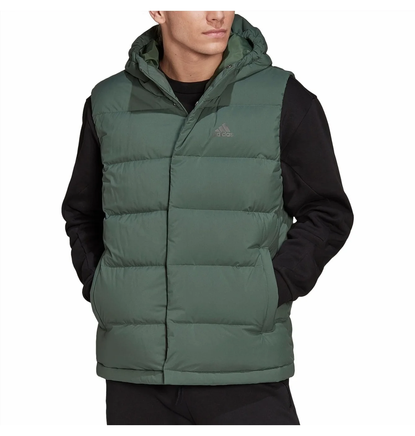 Жилетка чоловіча Adidas Helionic Hooded Down Gilet Green HG6274
