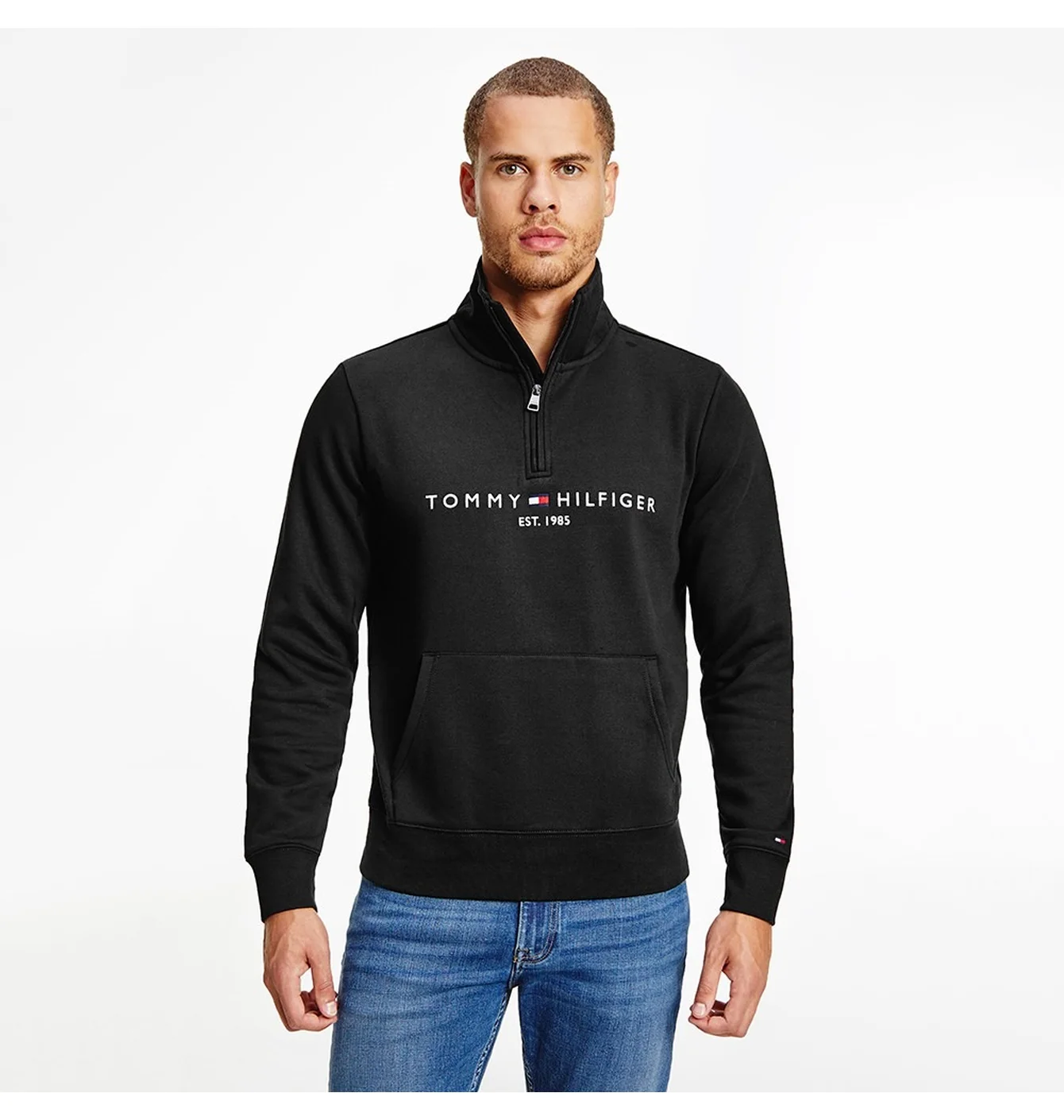 Кофта чоловіча Tommy Hilfiger Logo Quarter-Zip Black 78JB338-001