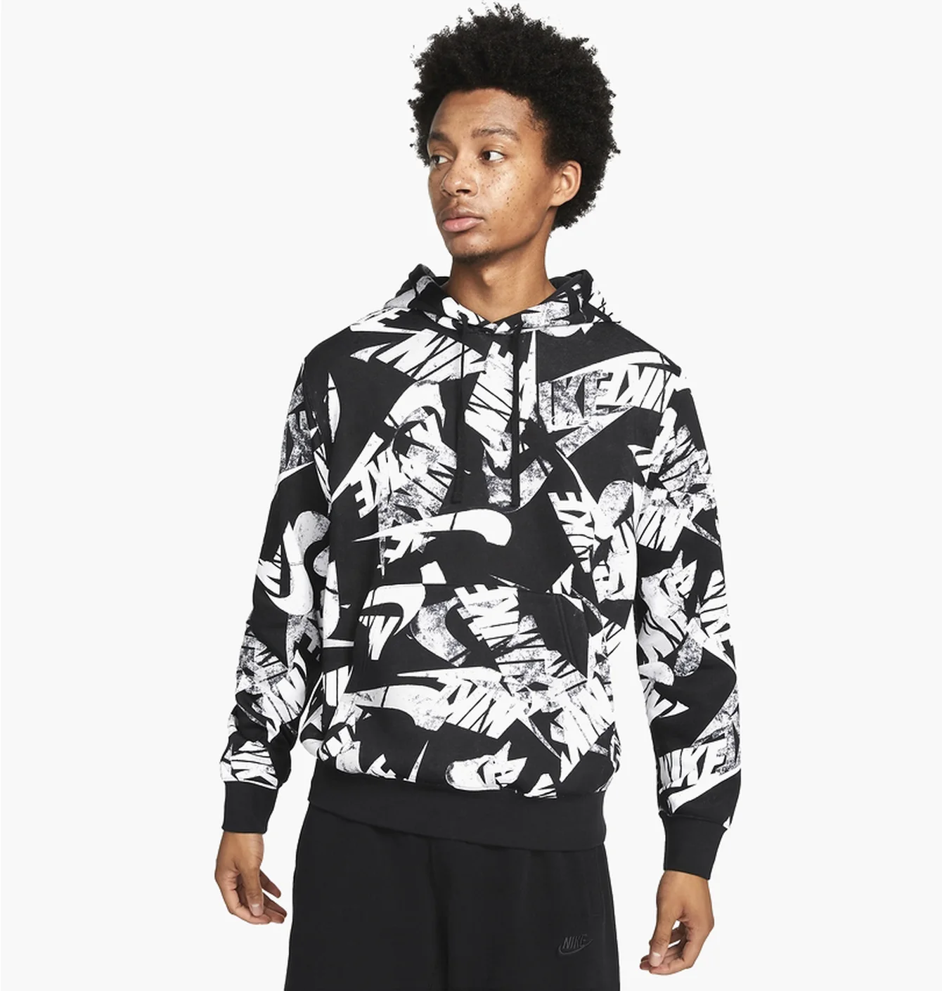 Худі чоловіче Nike Mens Allover Print Pullover Hoodie Black DM6881-010