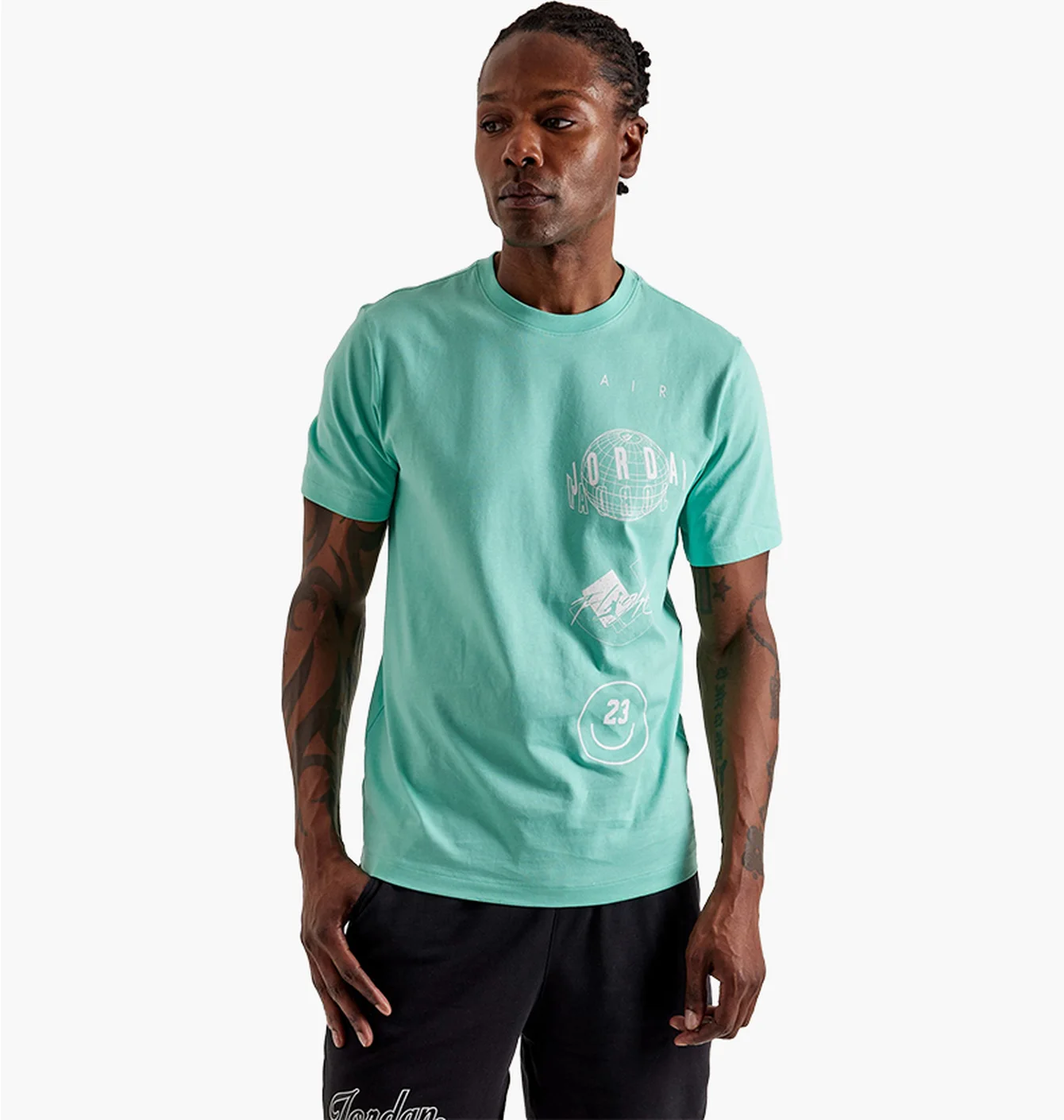 Футболка чоловіча Air Jordan Logo Stack Tee Turquoise FN6027-349