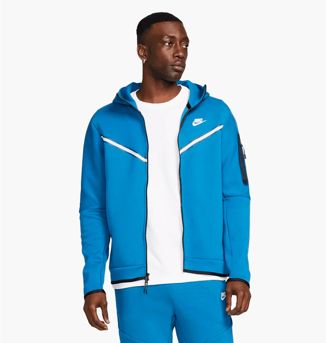 Толстовка чоловіча Nike Ech Fleece Windrunner Hoodie Full Zip Light Blue Cu4489-407