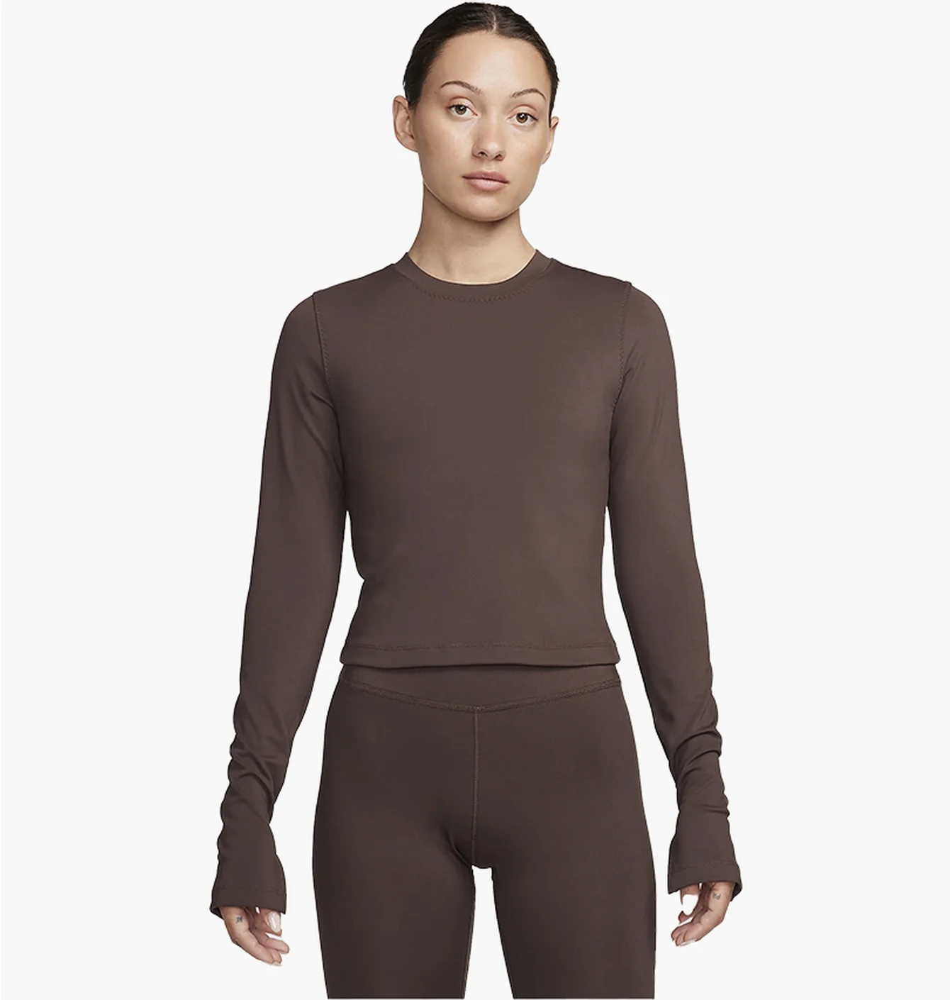 Лонгслів жіночий Nike One Fitted Brown FQ2148-237
