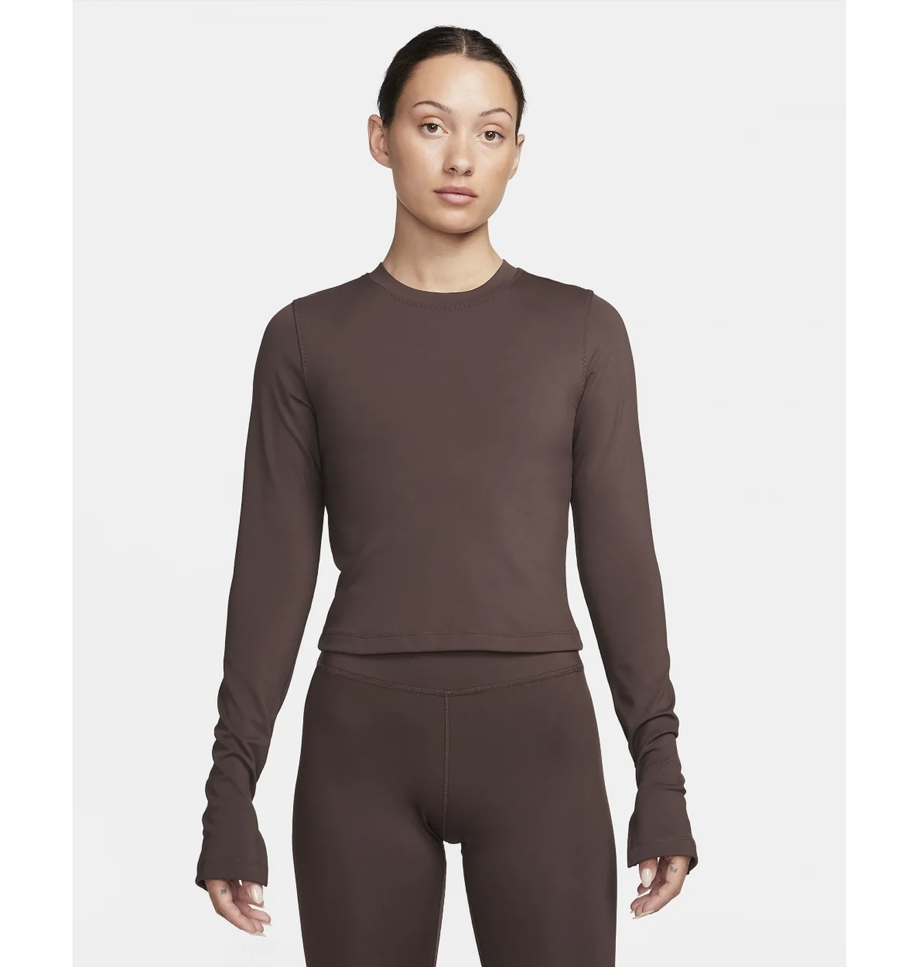 Лонгслів жіночий Nike One Fitted Brown FQ2148-237