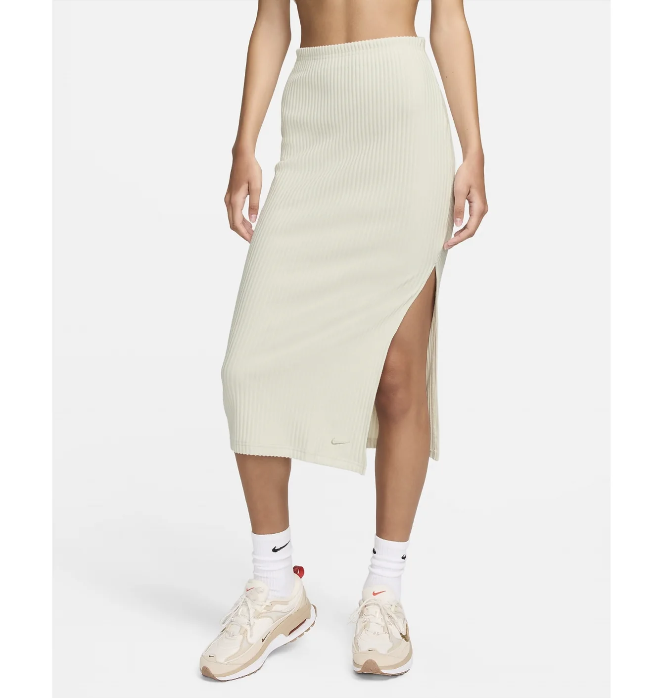 Спідниця жіноча Nike Sportswear Chill Knit Slim Ribbed Midi Skirt Beige FQ1636-104