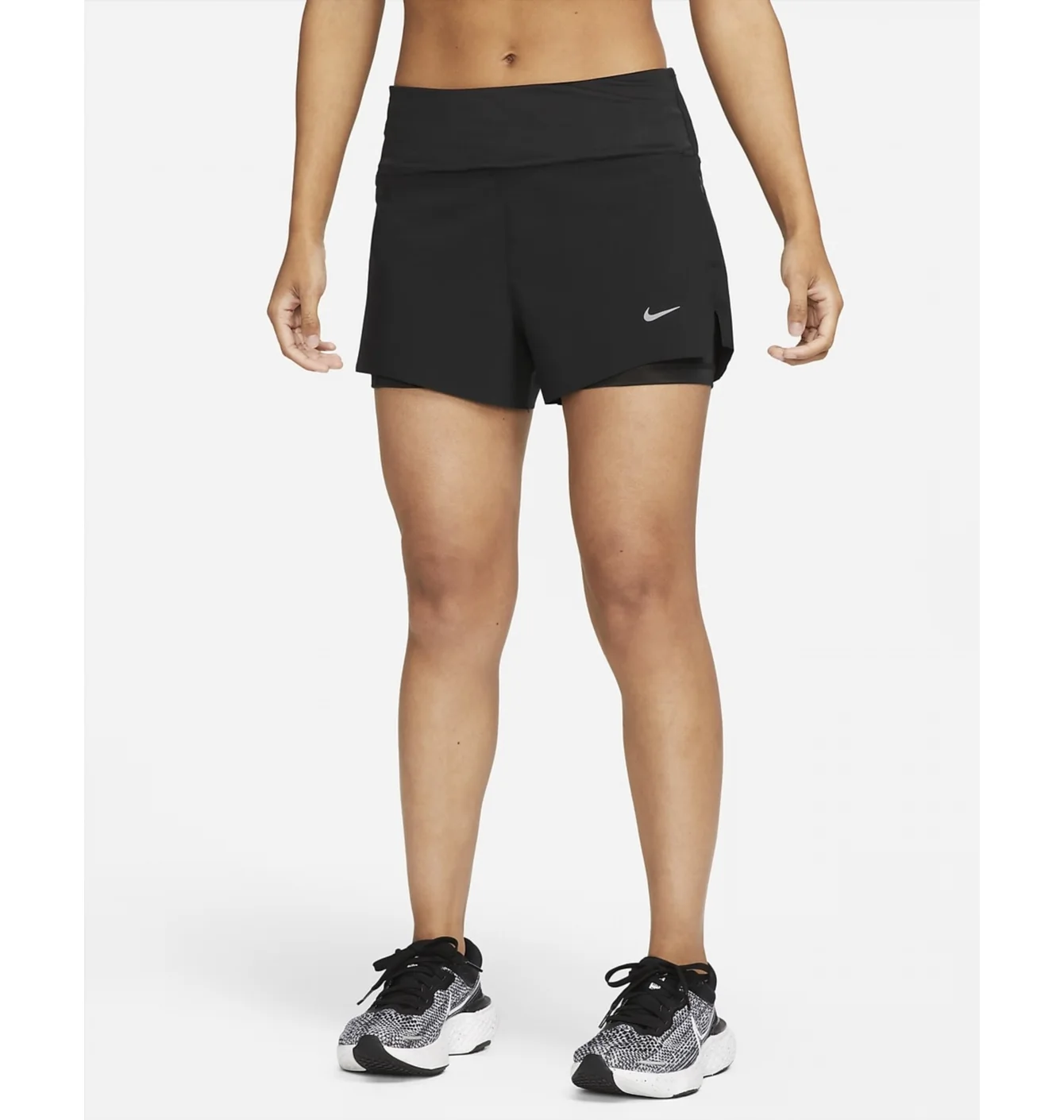 Шорти жіночі Nike Dri-Fit Swift WomenS Mid-Rise 3 2-In-1 Running Shorts With Pockets Black DX1029-010