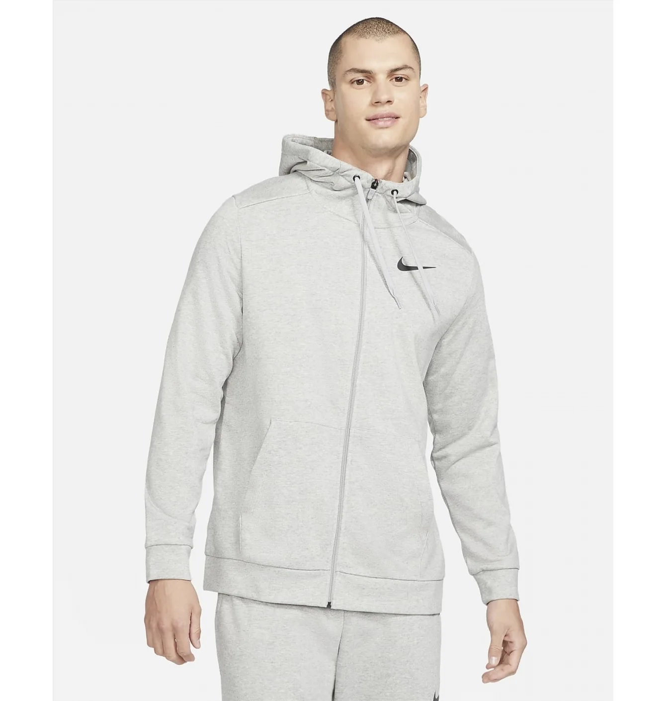Толстовка чоловіча Nike Dry Men's Dri-FIT Hooded Fitness Full-Zip Grey CZ6376-063