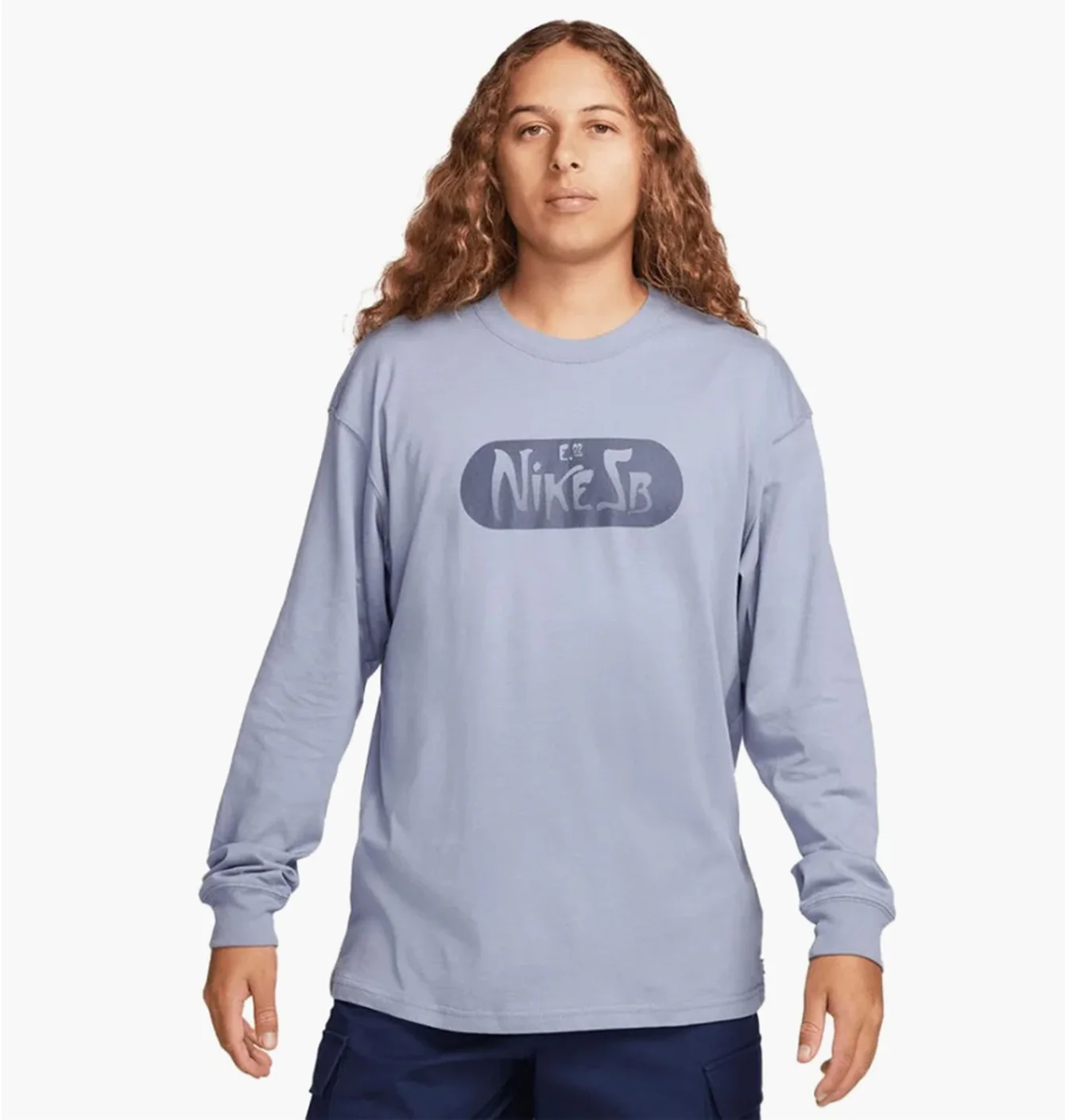 Лонгслів чоловічий Nike Sb Tee Ls M90 Brnd Rd Oc Light Blue FQ3715-493