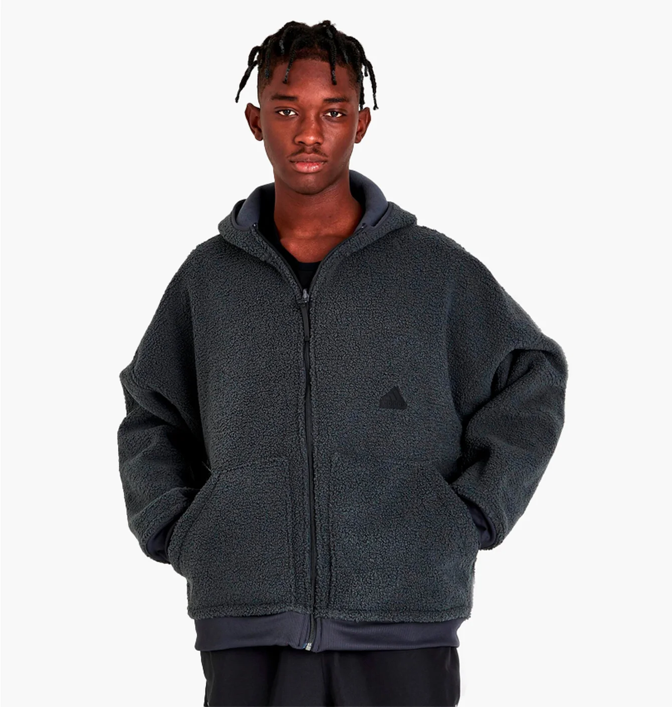 Світшот чоловічий Adidas Sportswear Polar Fleece Full-Zip Hooded Sweatshirt Black Hg2076
