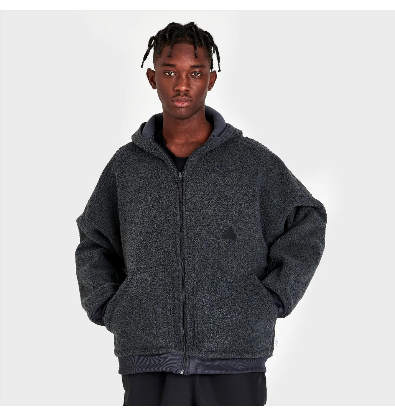 Світшот чоловічий Adidas Sportswear Polar Fleece Full-Zip Hooded Sweatshirt Black Hg2076