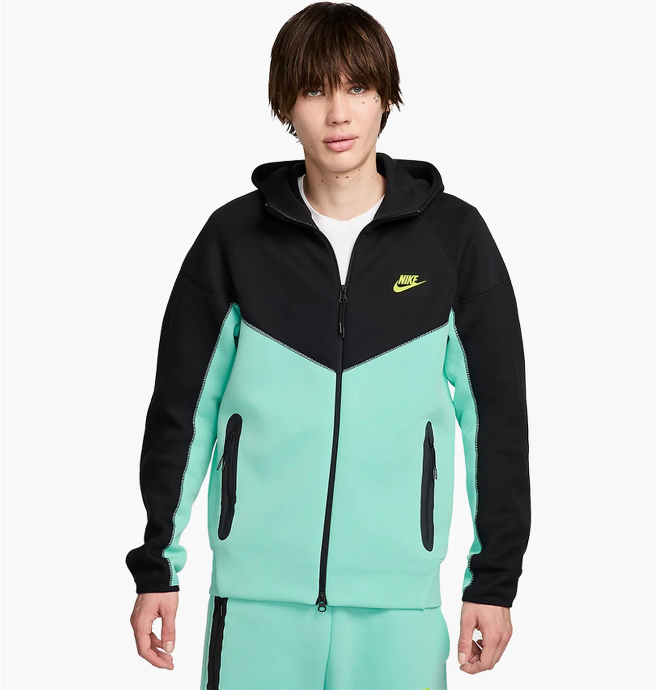 Толстовка чоловіча Nike Sportswear Tech Fleece Windrunner Black/Turquoise HF4432-349