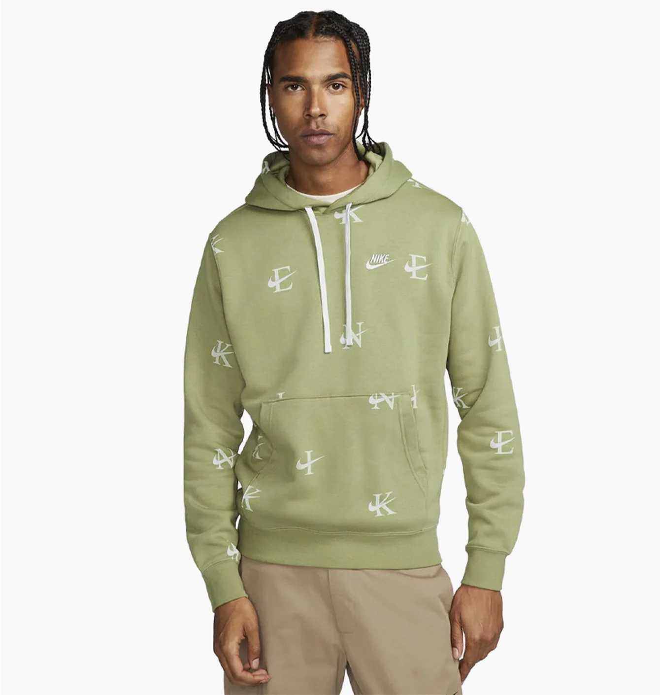 Худі чоловіче Nike Monogram Print Hoodie In Alligator Olive DV9601-334