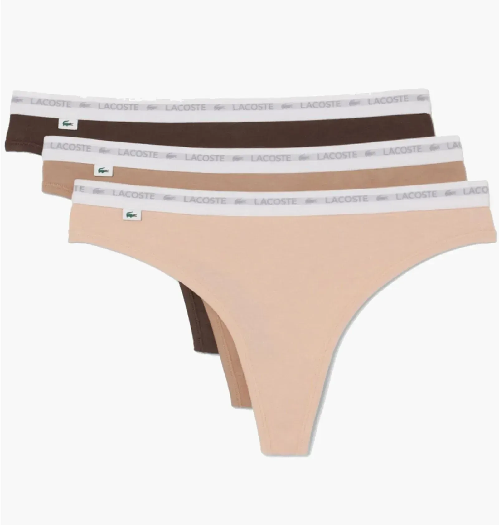 Комплект білизни Lacoste Stretch Cotton String Briefs (3 ) Beige/Brown (8F1341I87)