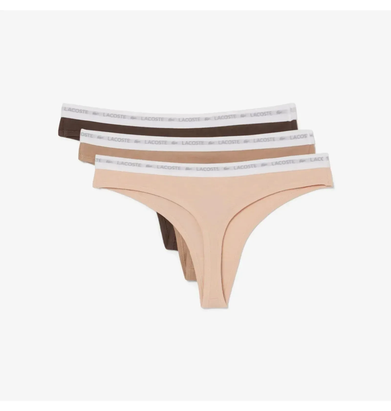 Комплект білизни Lacoste Stretch Cotton String Briefs (3 ) Beige/Brown (8F1341I87)