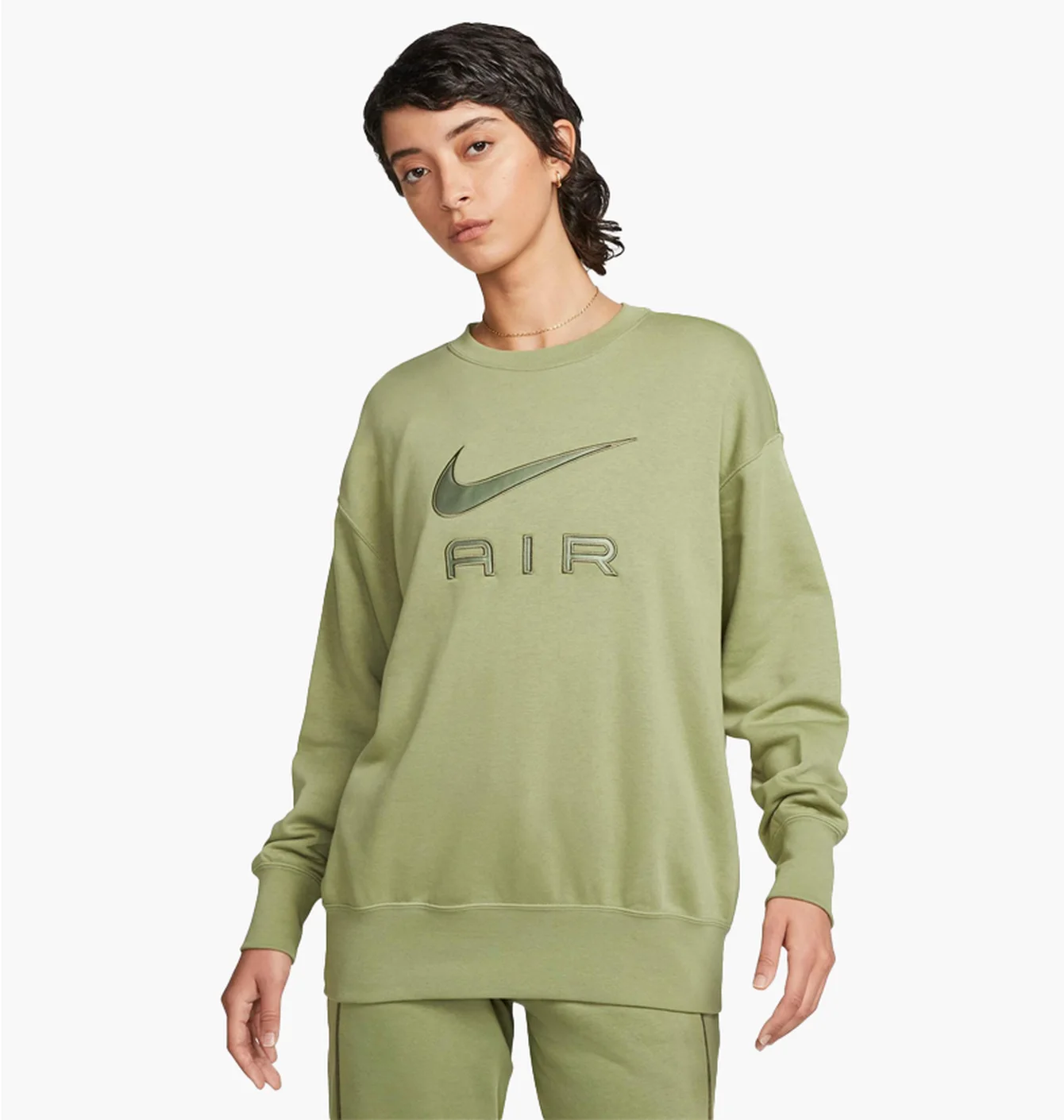 Світшот жіночий Nike Air Fleece Crewneck Sweatshirt Olive Dq6567-334