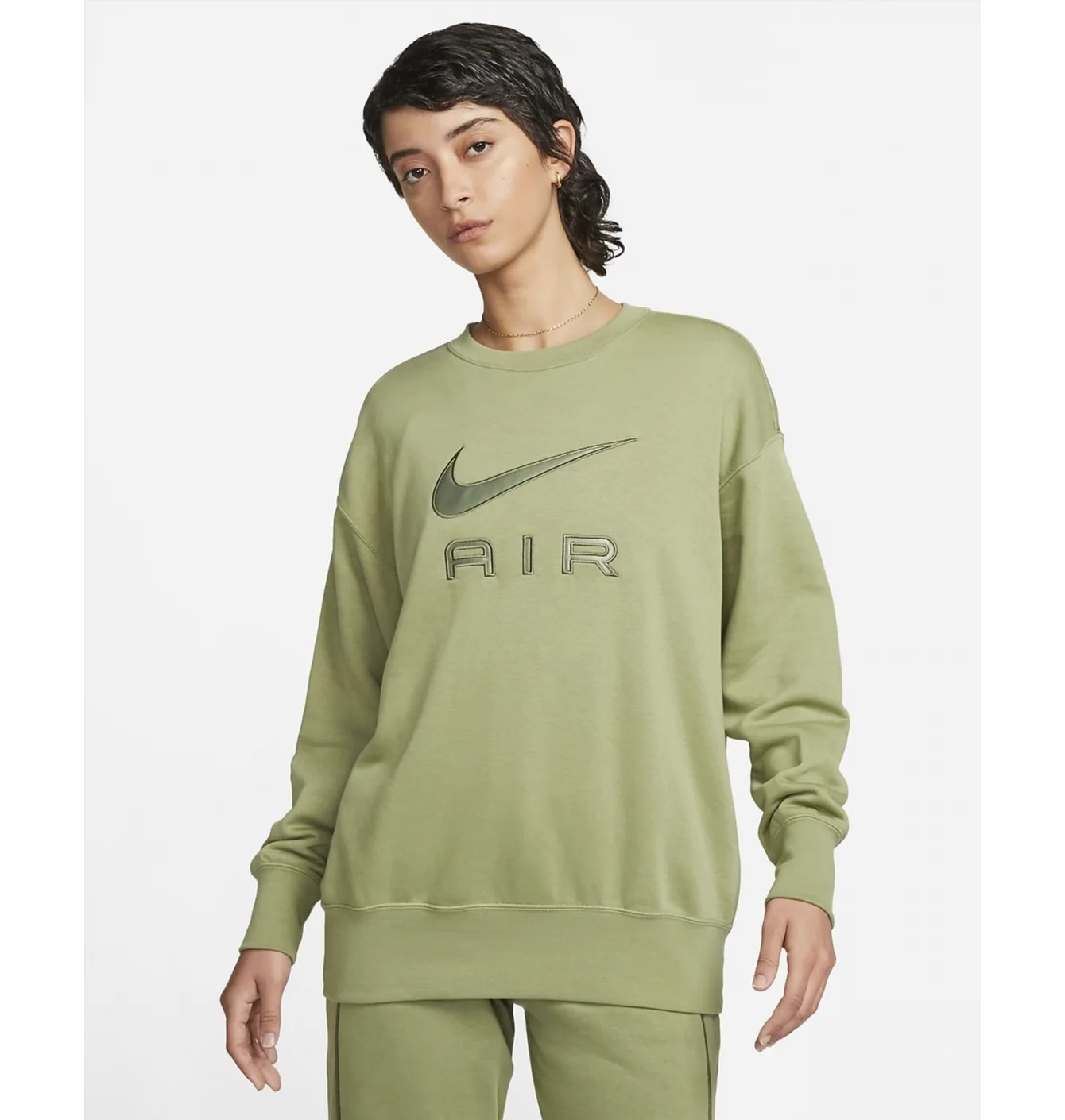 Світшот жіночий Nike Air Fleece Crewneck Sweatshirt Olive Dq6567-334