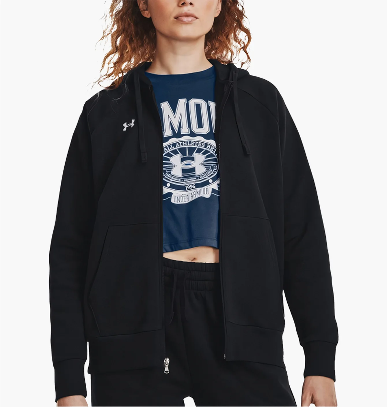 Толстовка жіноча Under Armour Sweatshirt Ua Rival Fleece Fz Hoodie-Blk Black 1379497-001