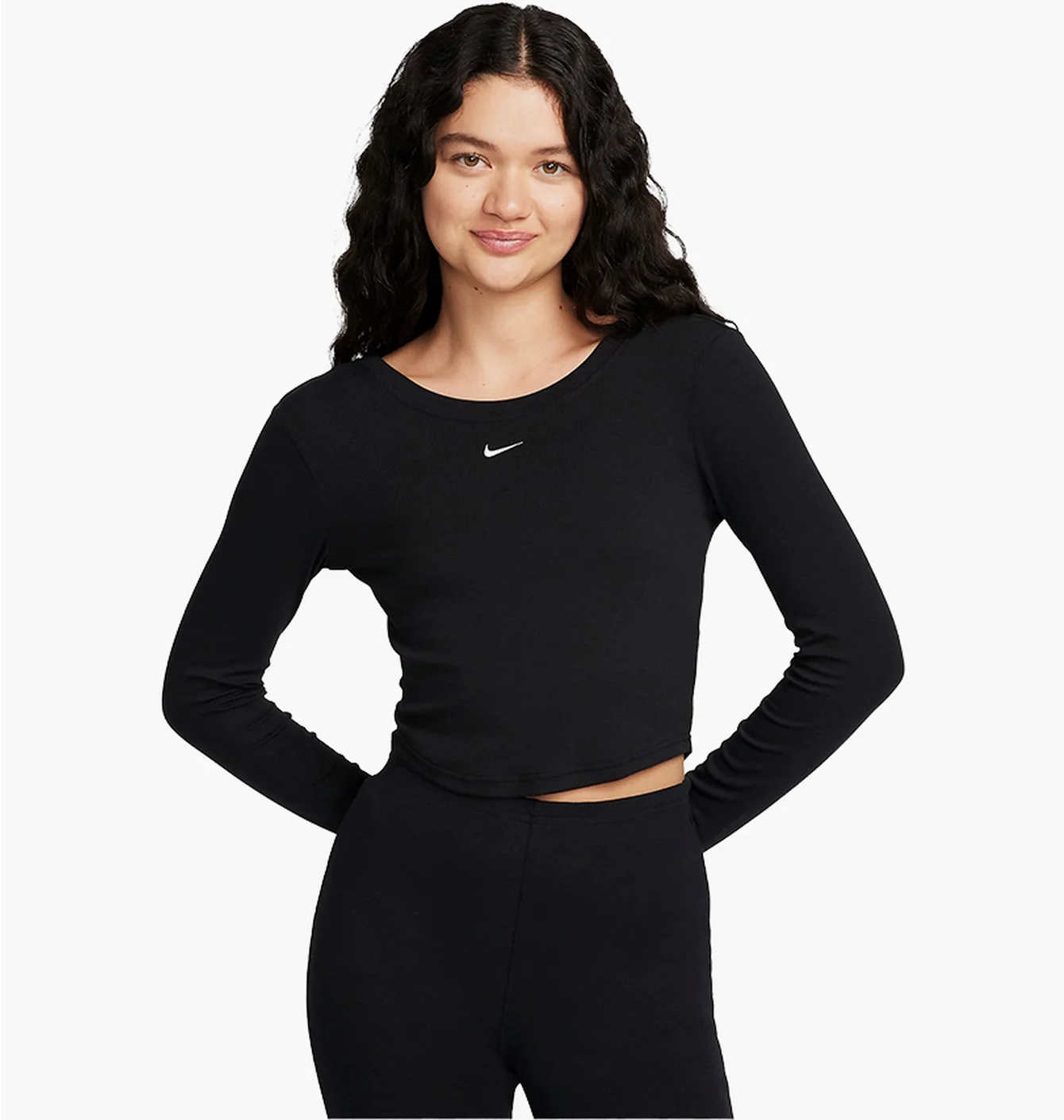 Лонгслів жіночий Nike Sportswear Chill Knit Tight Scoop-Back Long-Sleeve Mini-Rib Top Black FN3661-010