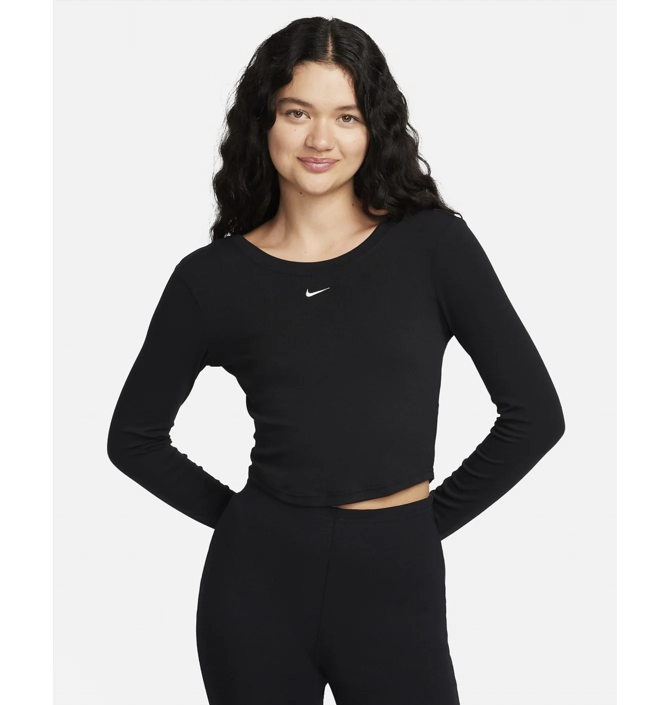 Лонгслів жіночий Nike Sportswear Chill Knit Tight Scoop-Back Long-Sleeve Mini-Rib Top Black FN3661-010
