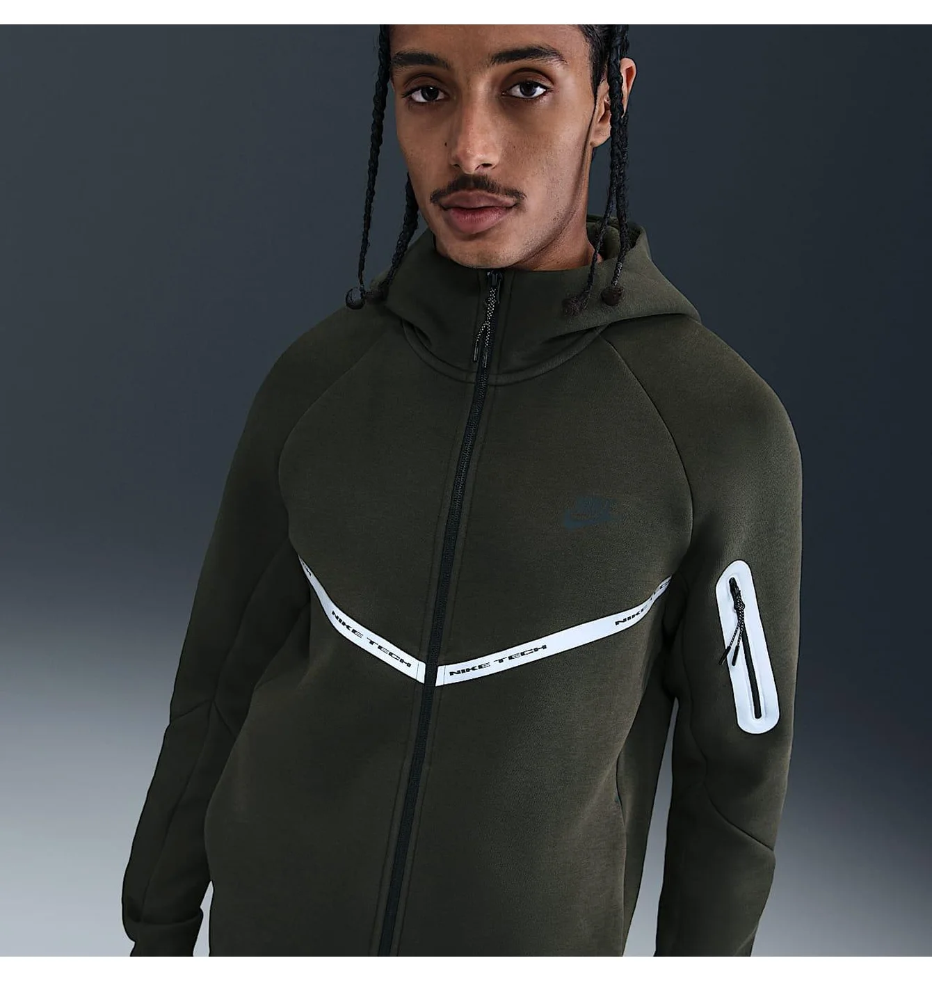 Толстовка чоловіча Nike Tech Flc Wr Fz Reflec Olive IM6537-355