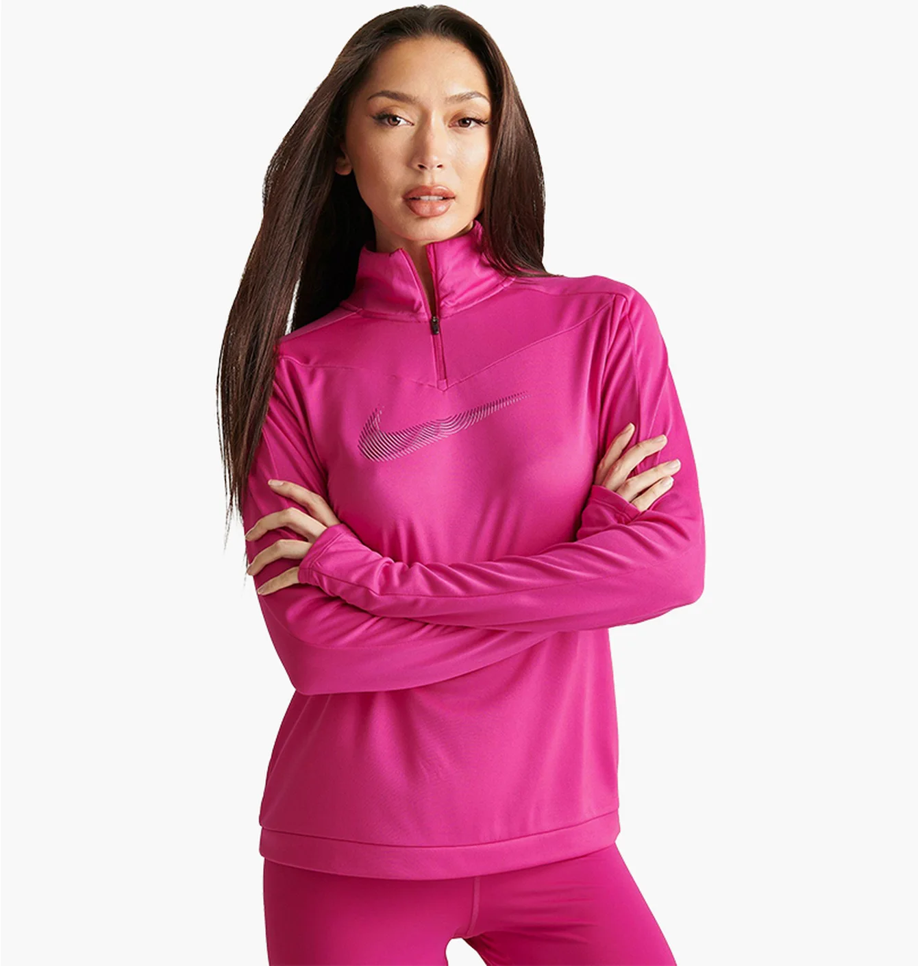 Кофта жіноча Nike Dri-Fit Swoosh Quarter-Zip Running Top Pink FB4687-615