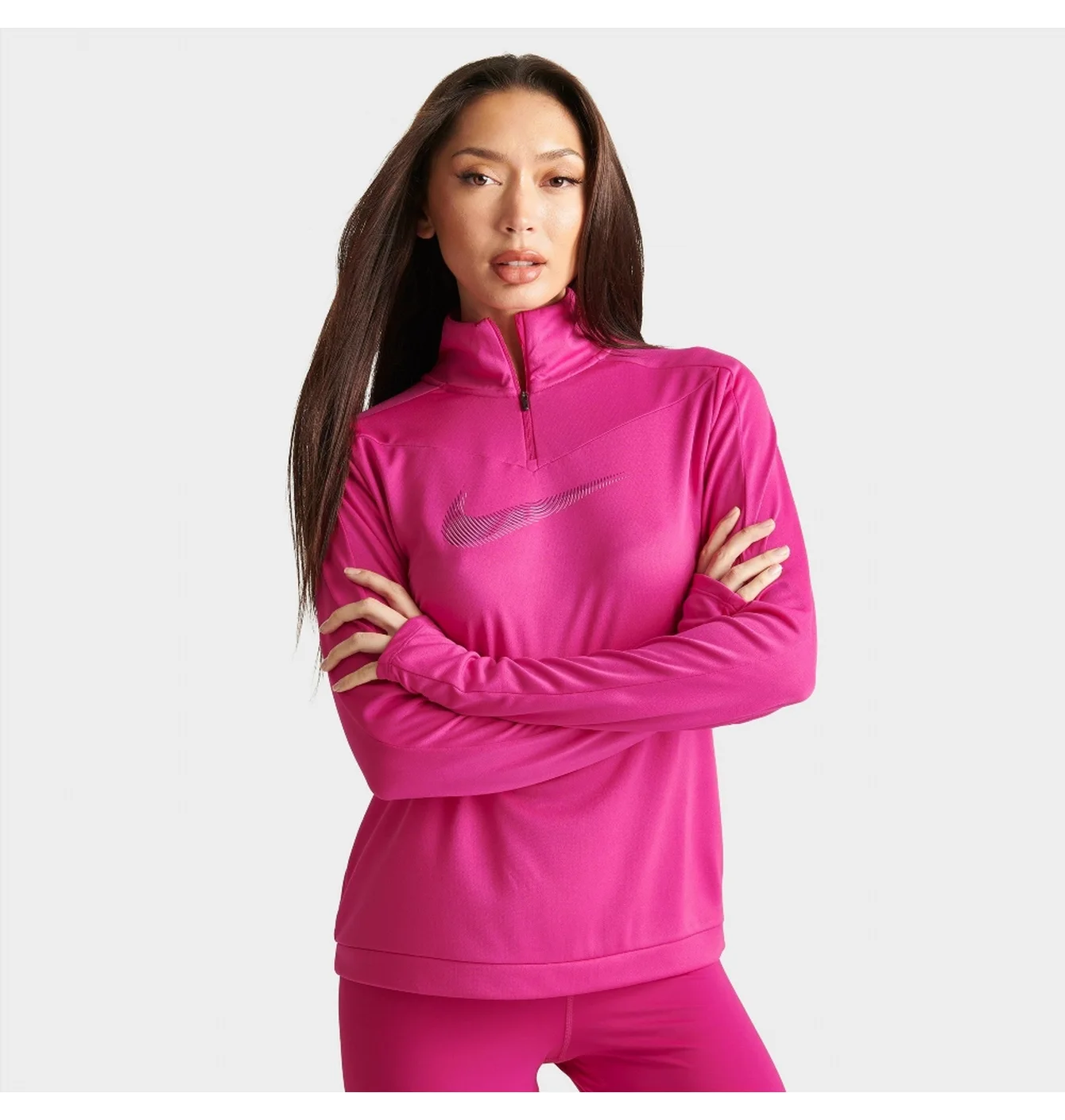 Кофта жіноча Nike Dri-Fit Swoosh Quarter-Zip Running Top Pink FB4687-615