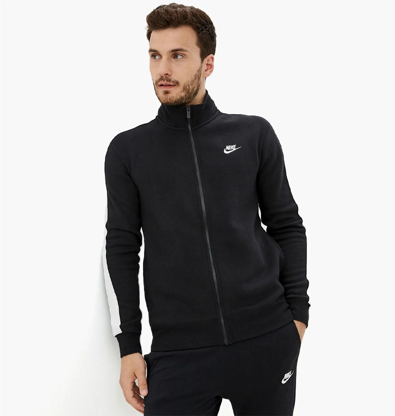 Толстовка чоловіча Nike Sportswear Club Brushed-Back Jacket Black DD7010-010